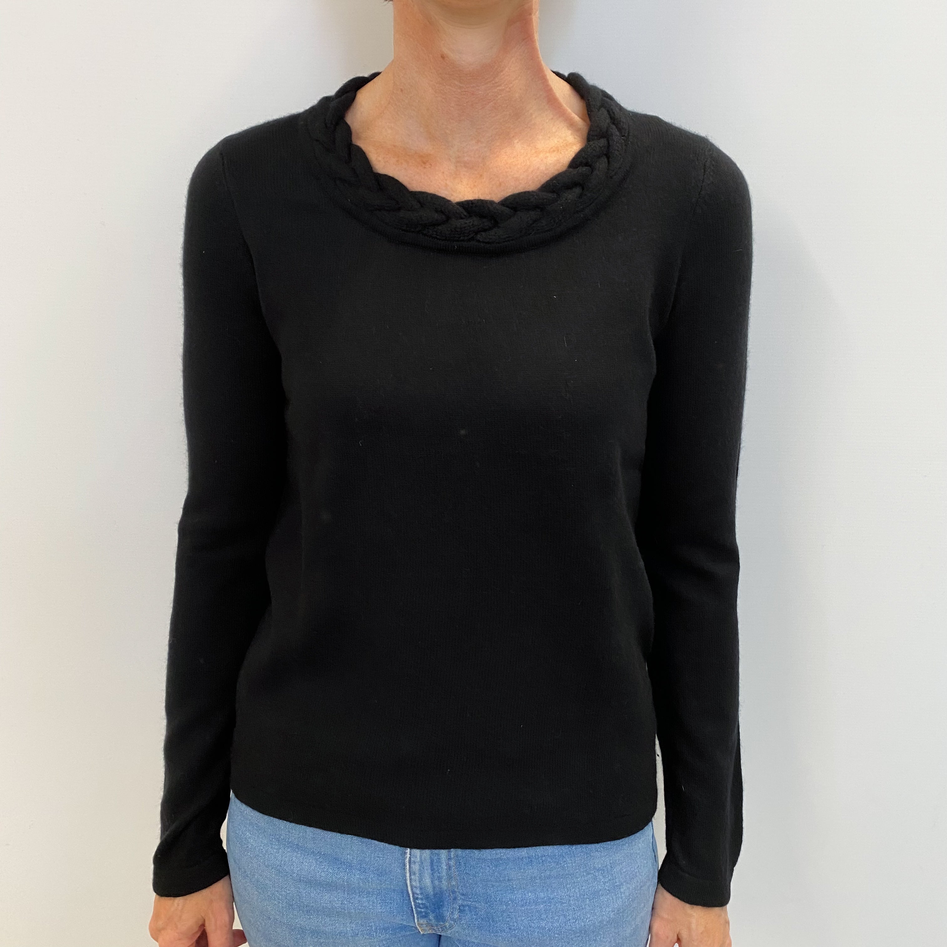 Black Cashmere Crew Neck Jumper Small