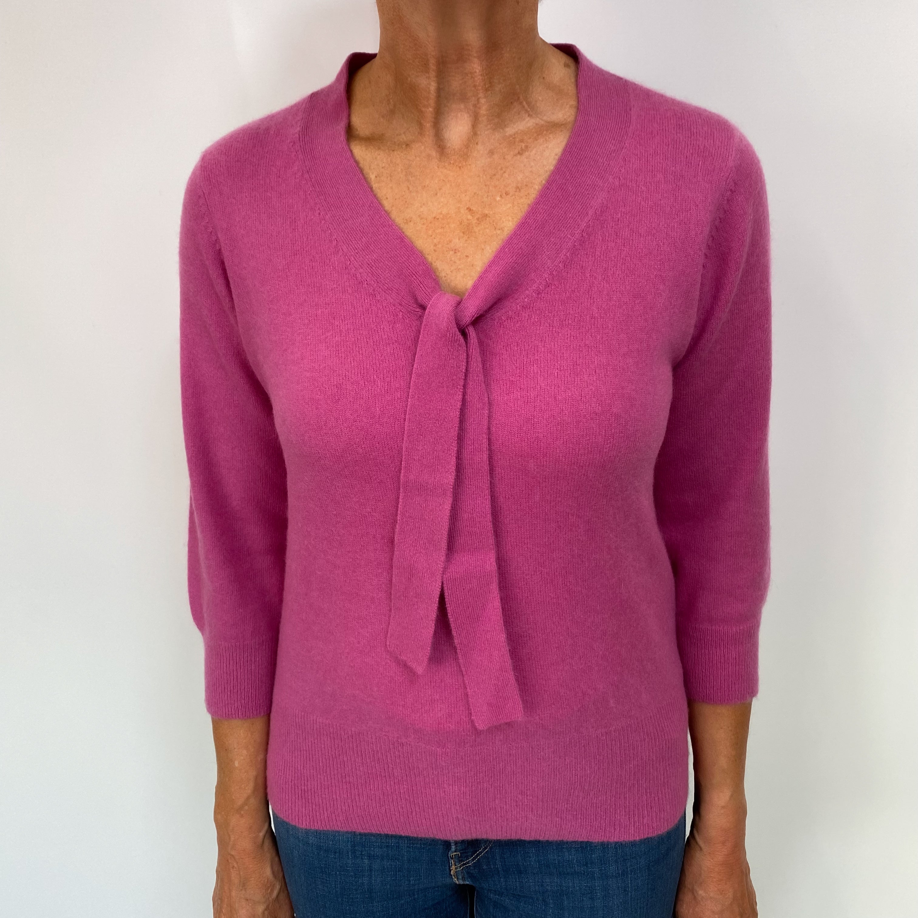 Heather Purple Cashmere V Neck Jumper Medium