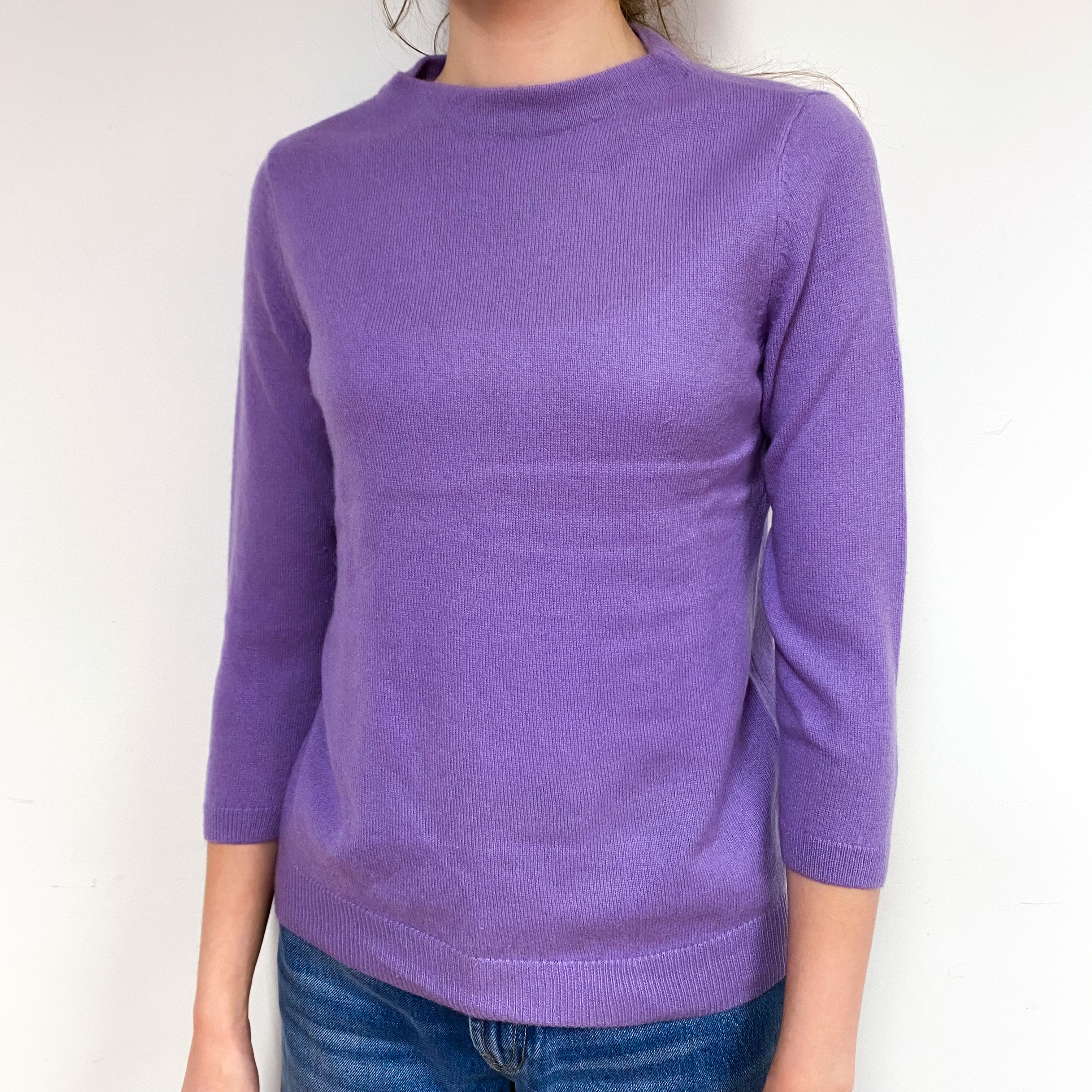 Deep Lilac Purple Cashmere Crew Neck Jumper Extra Small