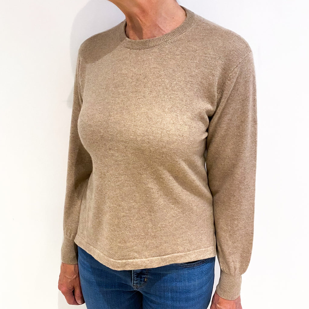 Biscuit Brown Cashmere Crew Neck Jumper Medium