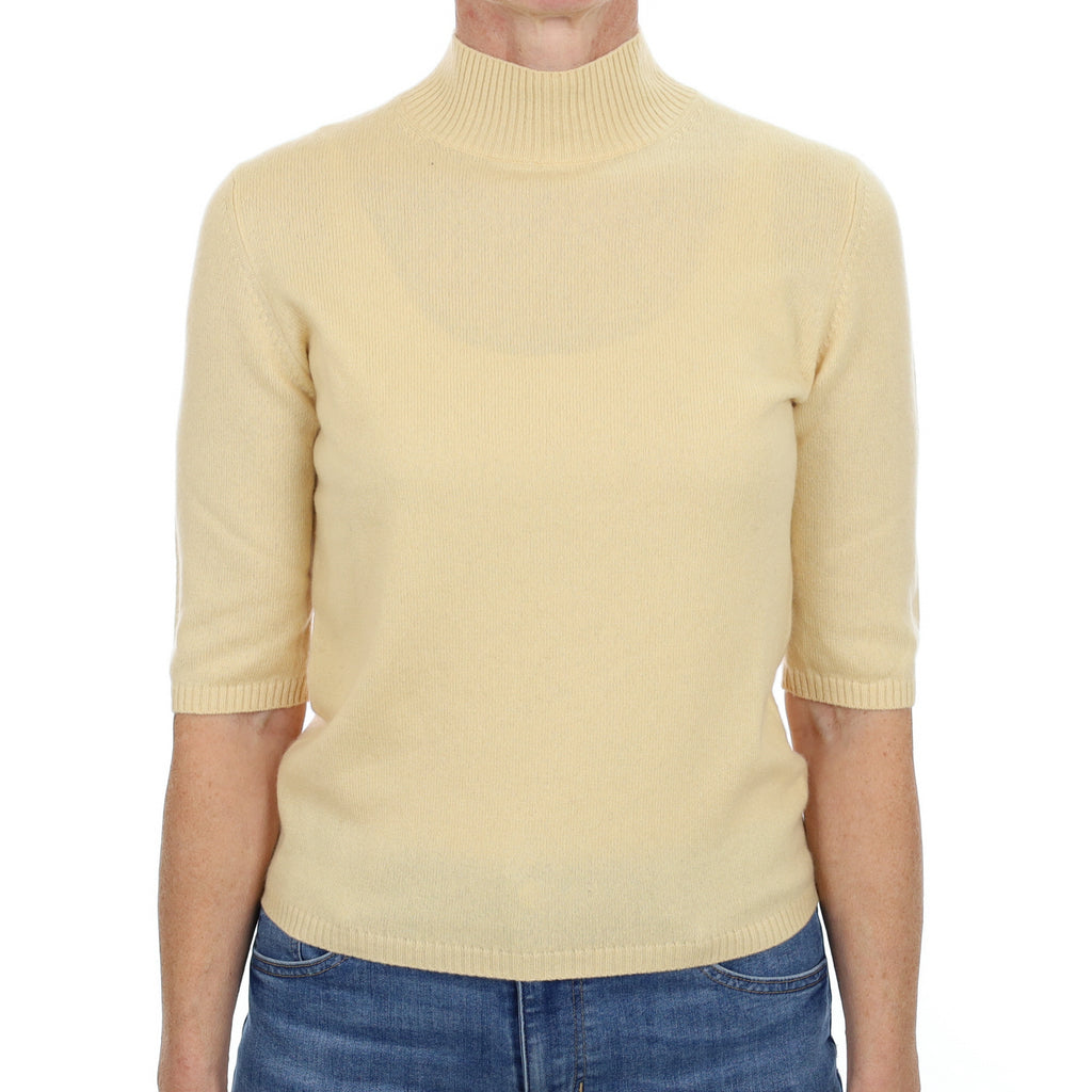 Buttermilk Yellow Cashmere Turtle Neck Jumper Small
