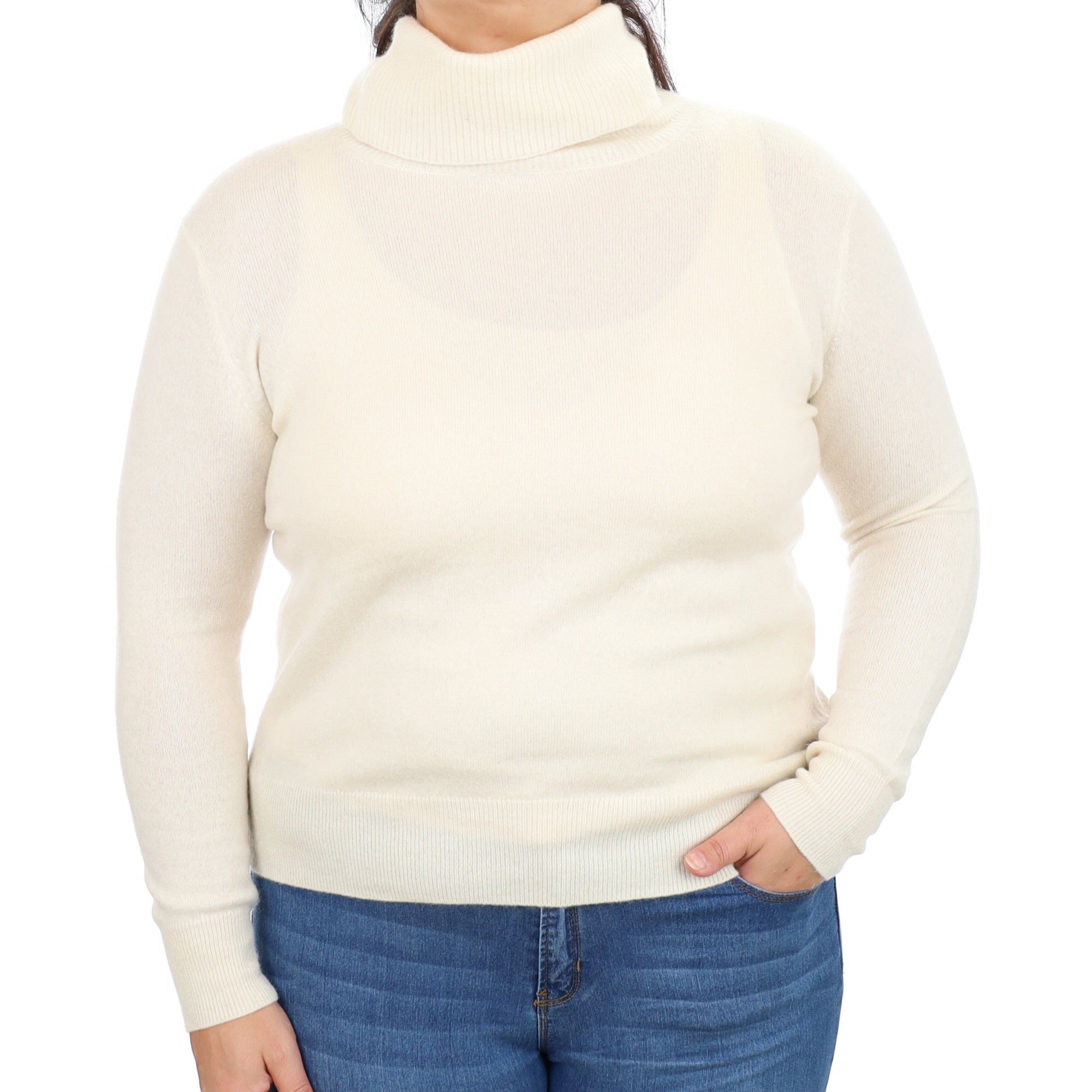 Cream Cashmere Polo Neck Jumper Large