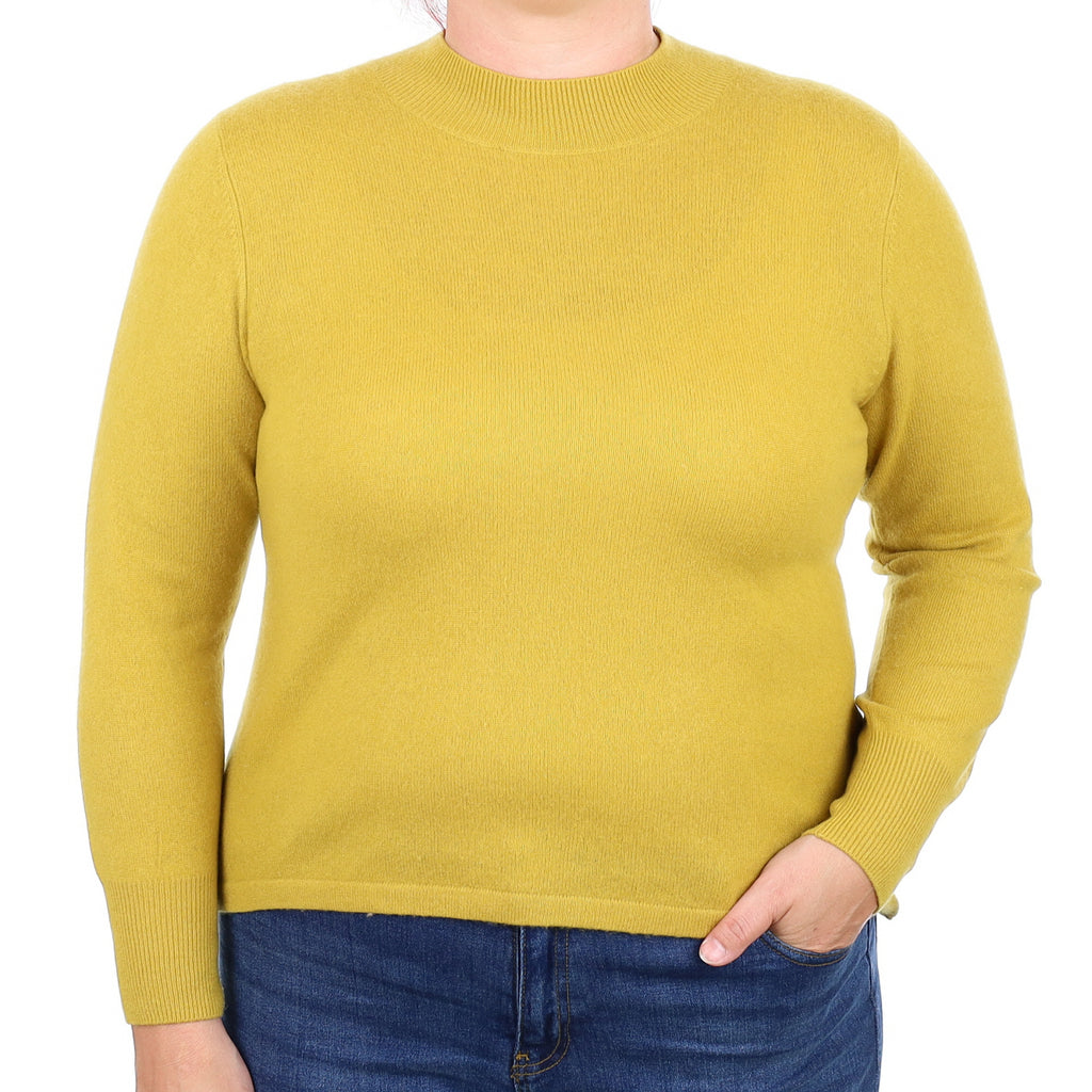 Lichen Yellow Cashmere Turtle Neck Jumper Large