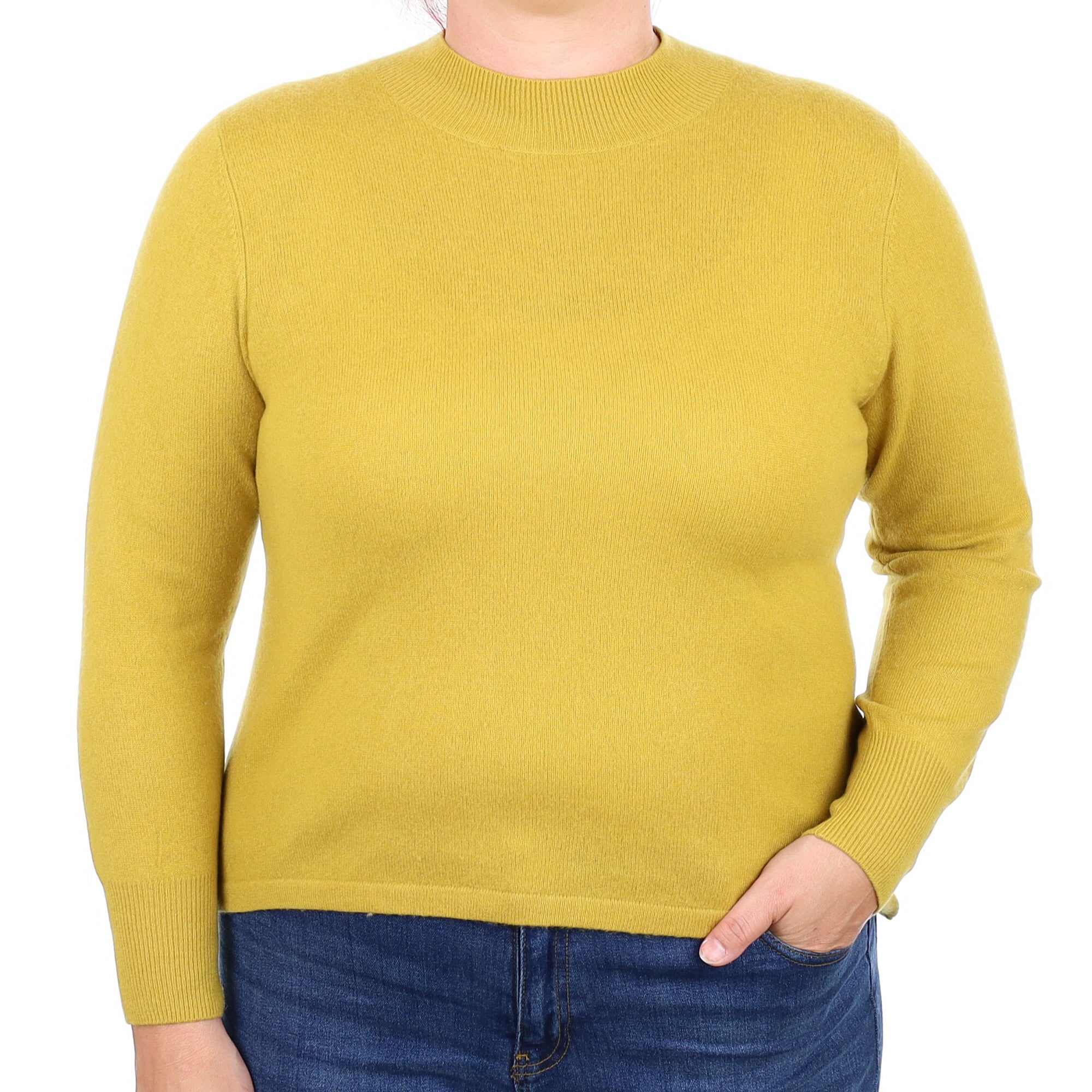 Lichen Yellow Cashmere Turtle Neck Jumper Large