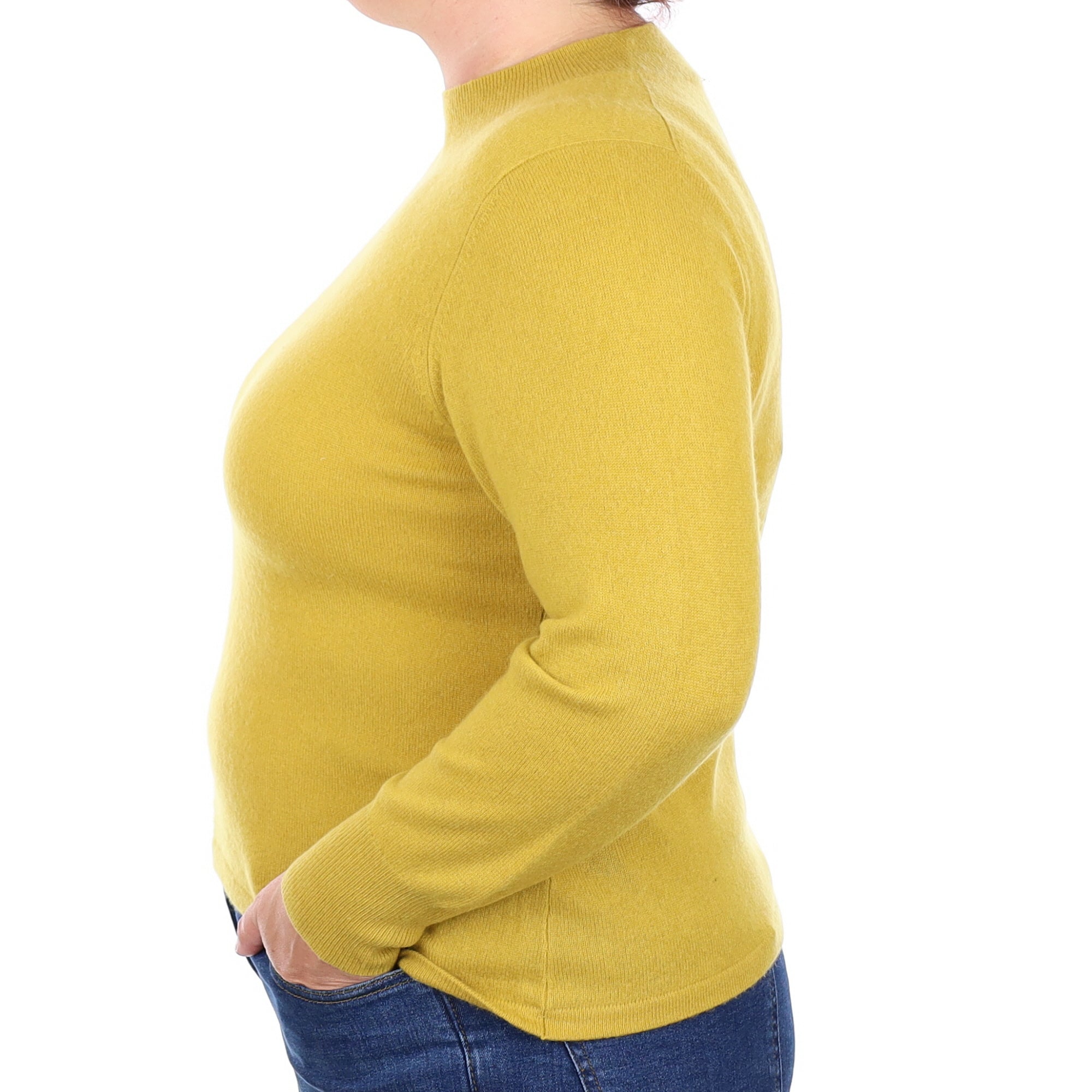 Lichen Yellow Cashmere Turtle Neck Jumper Large
