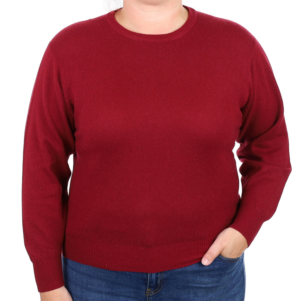 Burgundy Red Cashmere Crew Neck Jumper Large