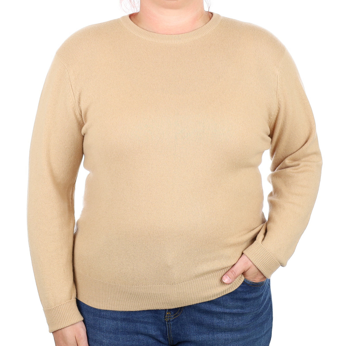 Caramel Brown Cashmere Crew Neck Jumper Large