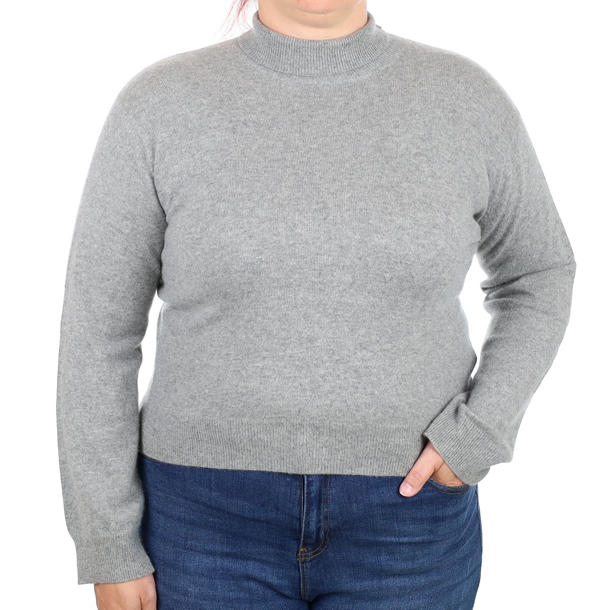 Smoke Grey Cashmere Turtle Neck Jumper Large