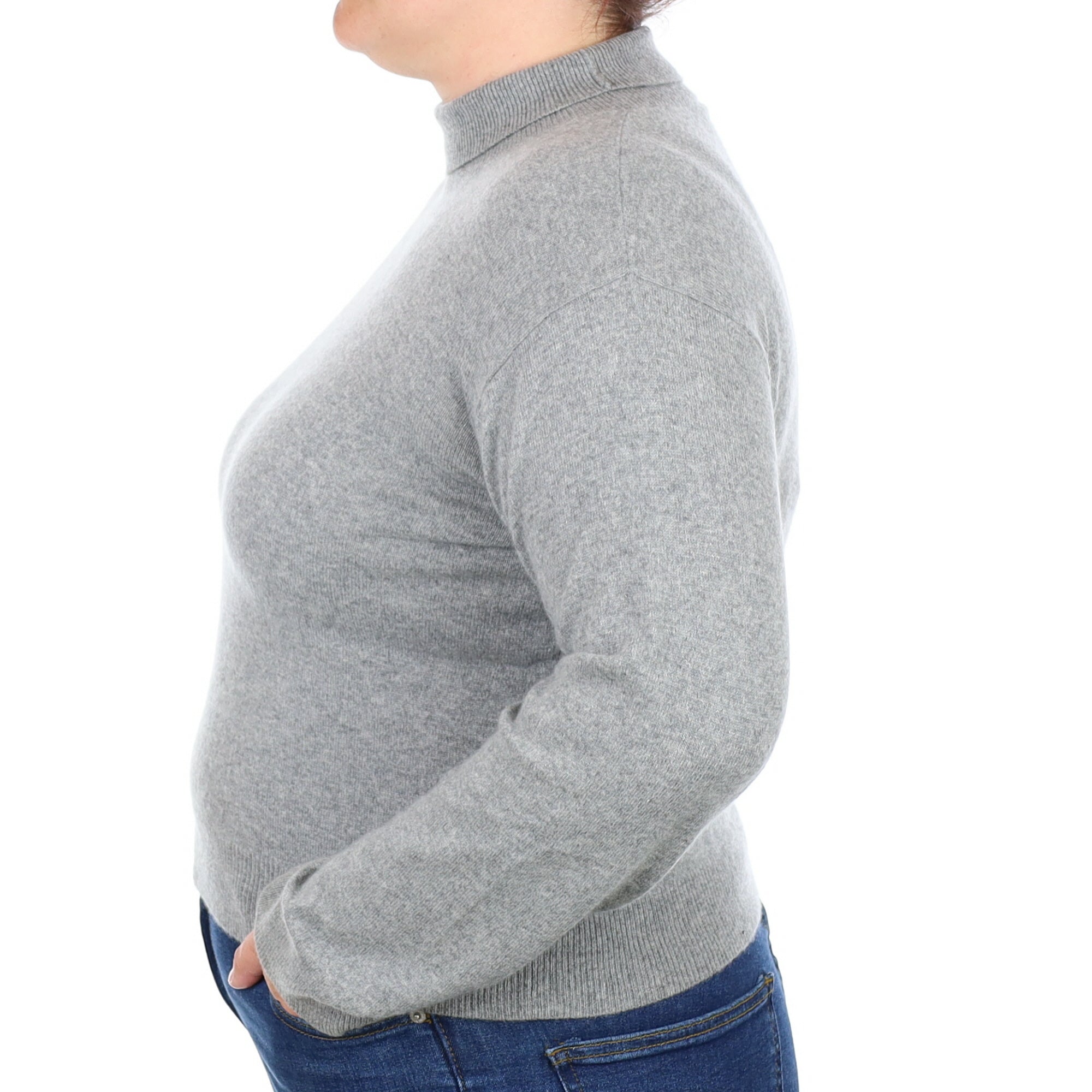 Smoke Grey Cashmere Turtle Neck Jumper Large