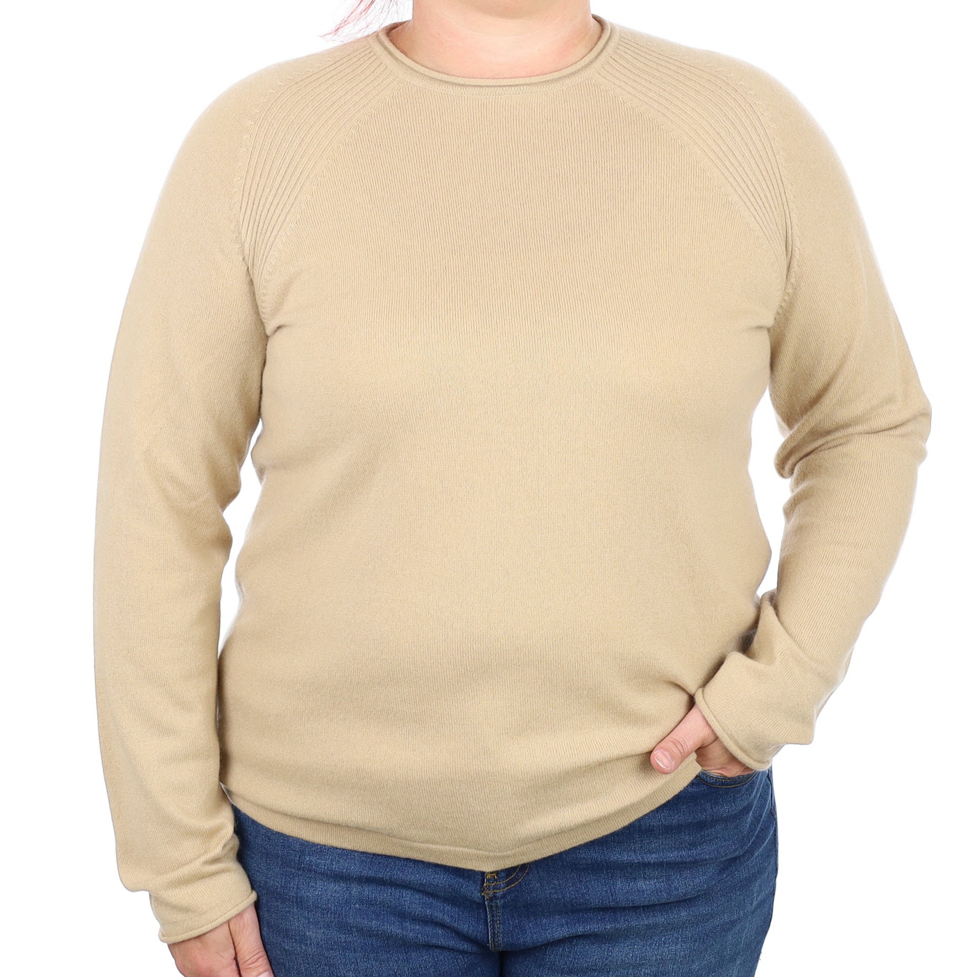 Pale Caramel Cashmere Crew Neck Jumper Large