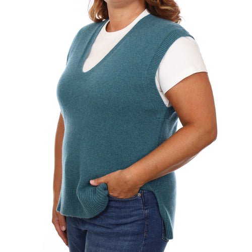 Brand New Ocean Green Luxury Cashmere Tank Top Large UK 16-18