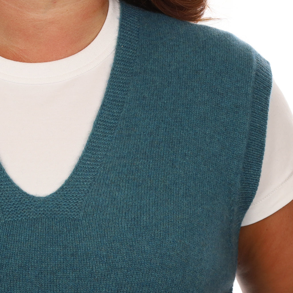 Brand New Ocean Green Luxury Cashmere Tank Top Large UK 16-18