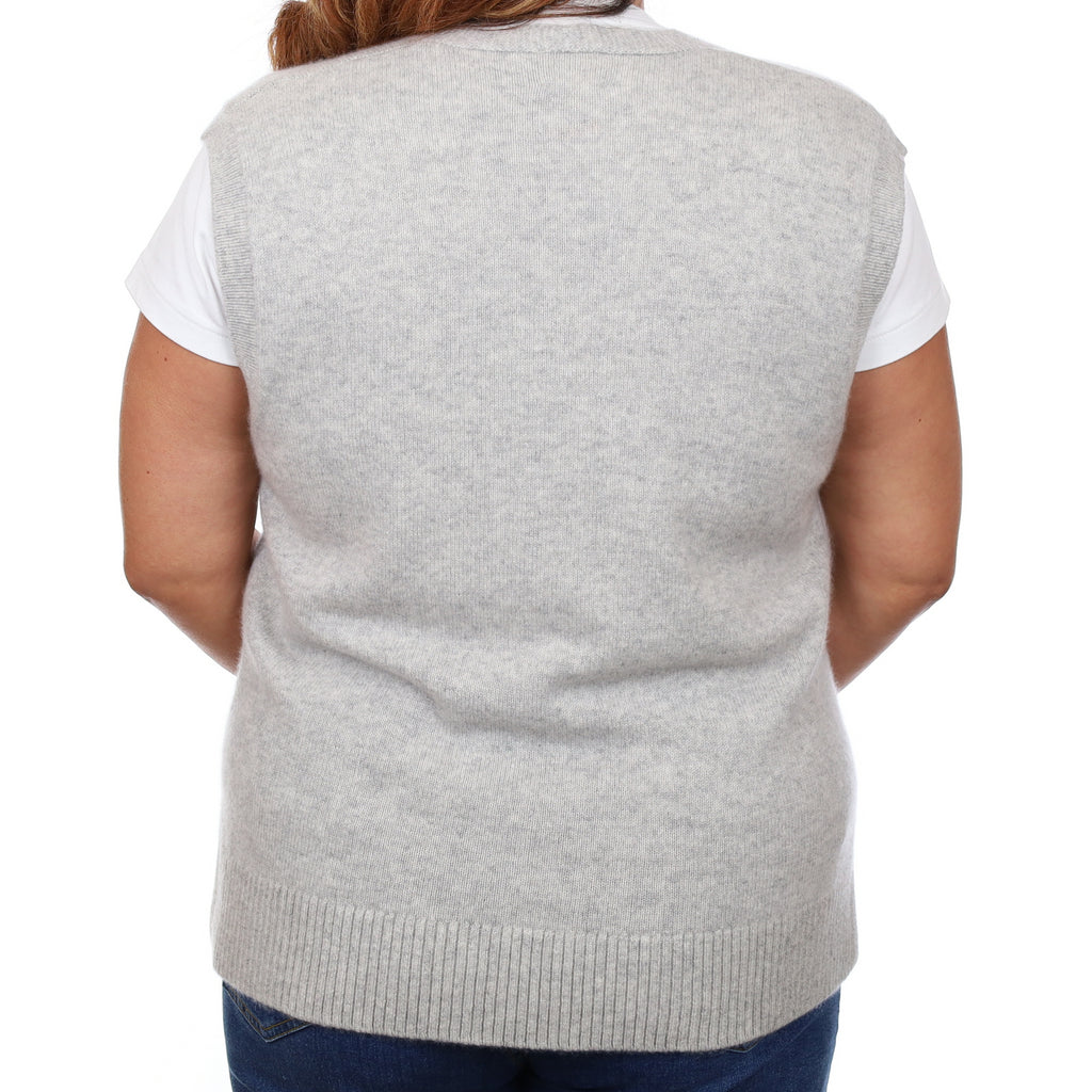 Brand New Mist Grey Luxury Cashmere Tank Top Large UK 16-18