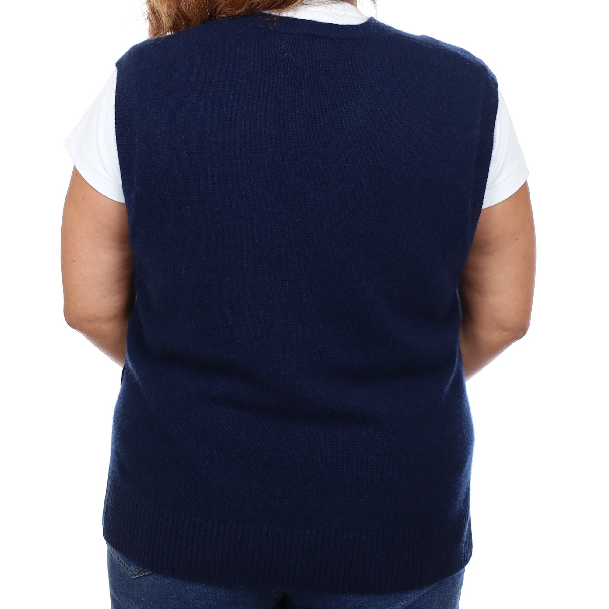 Brand New Navy Luxury Cashmere Tank Top Large UK 16-18