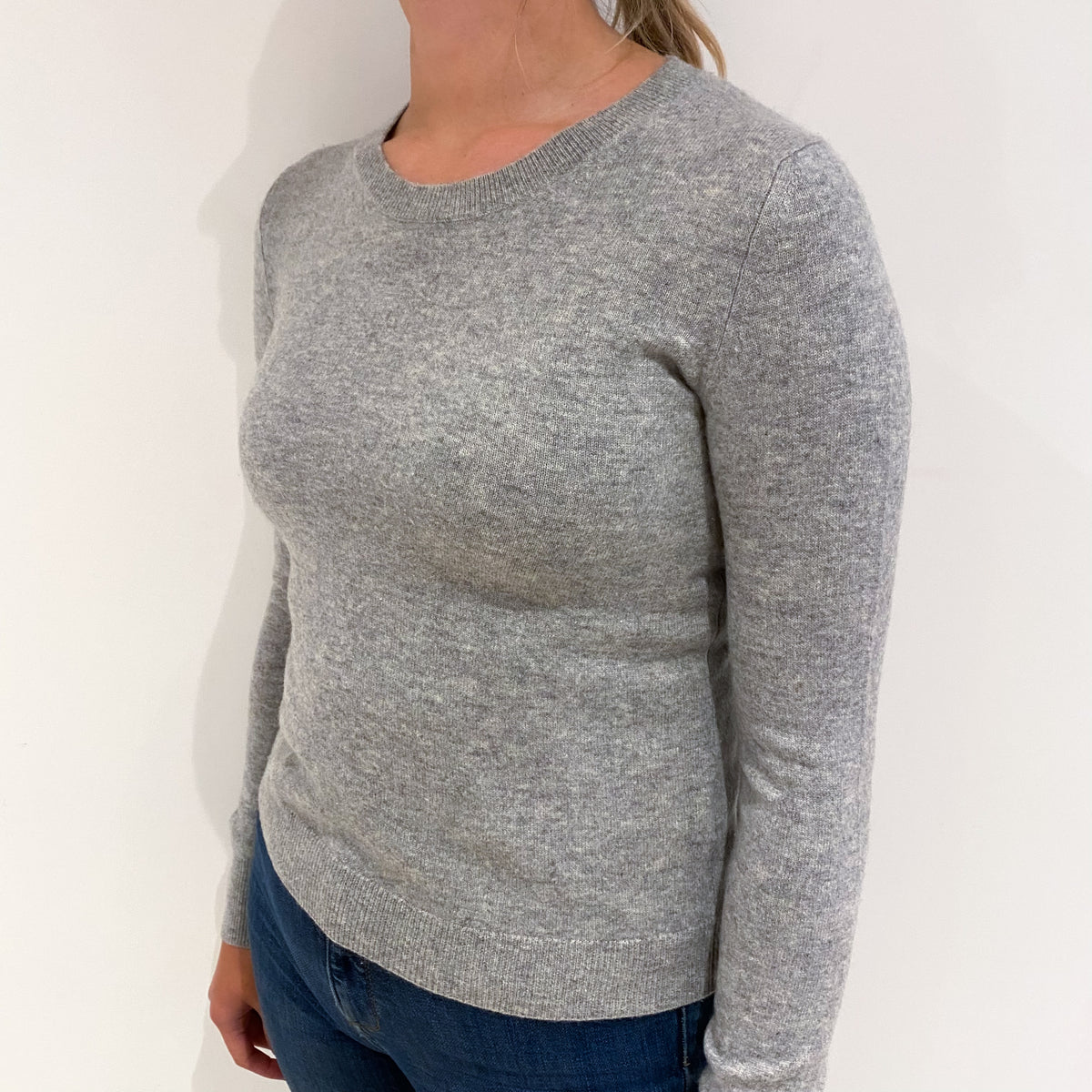 Smoke Grey Cashmere Crew Neck Jumper Small