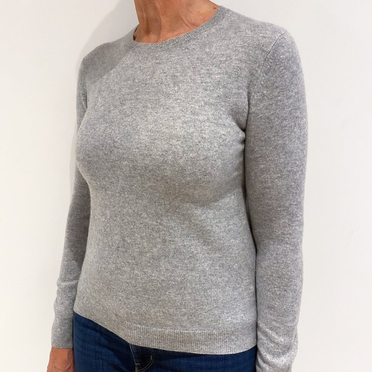 Smoke Grey Cashmere Crew Neck Jumper Medium