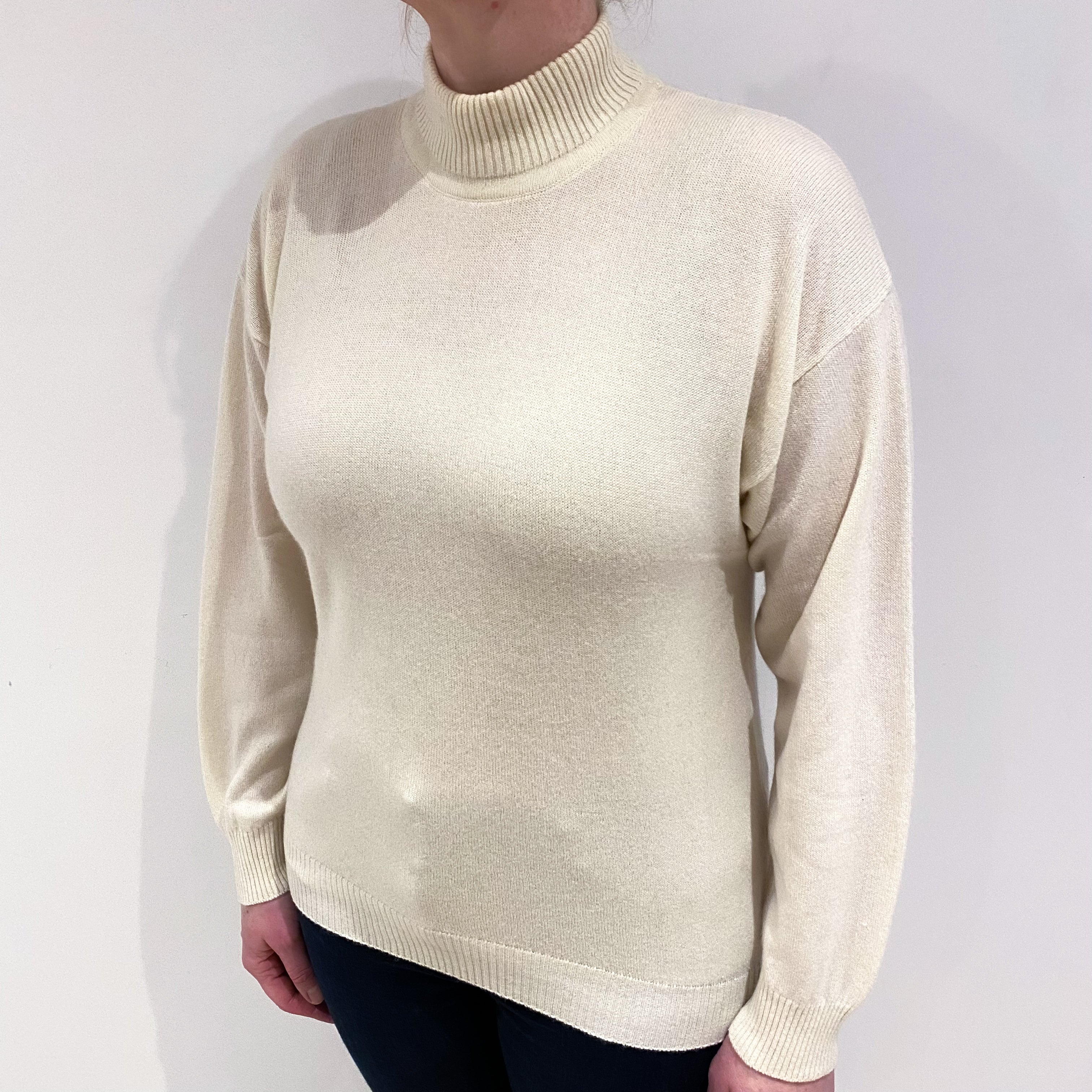 Cream Cashmere Turtle Neck Jumper Large