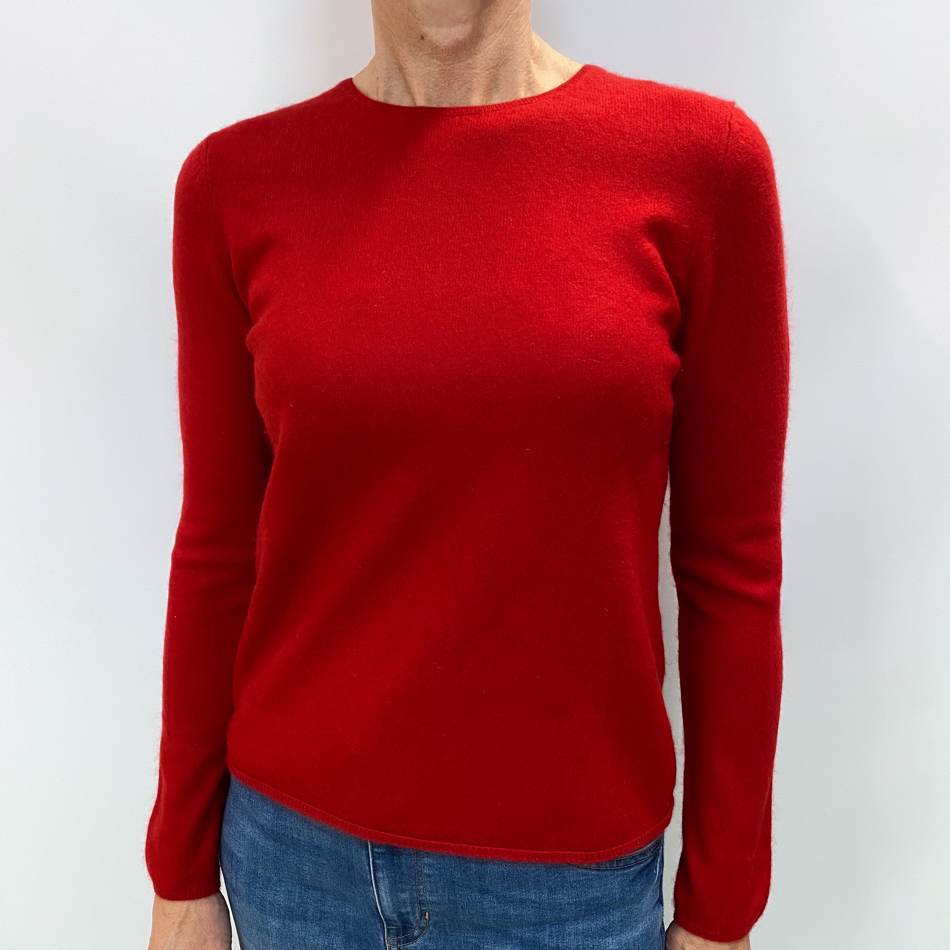 Scarlet Red Cashmere Crew Neck Jumper Small