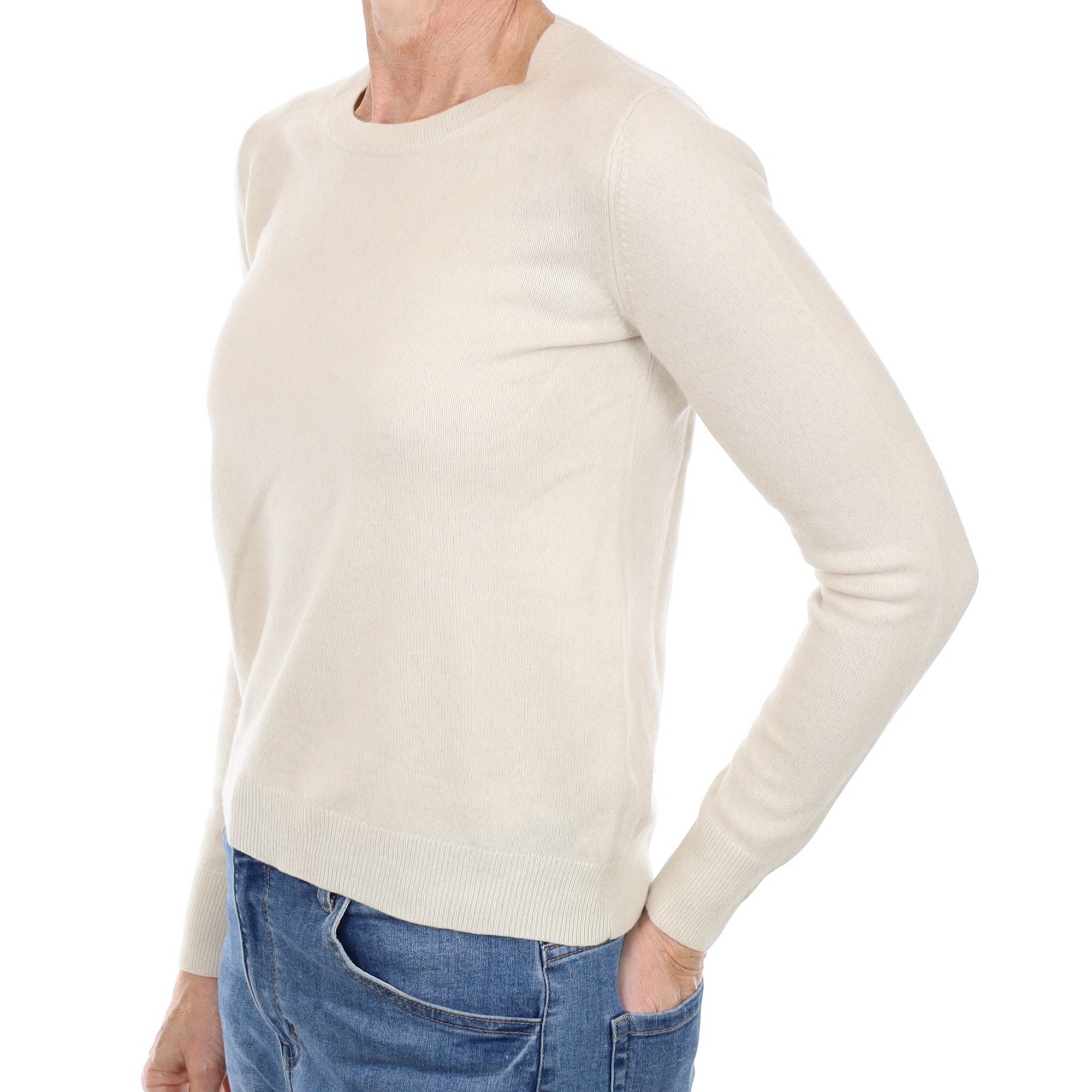 Vanilla Cream Cashmere Crew Neck Jumper Small