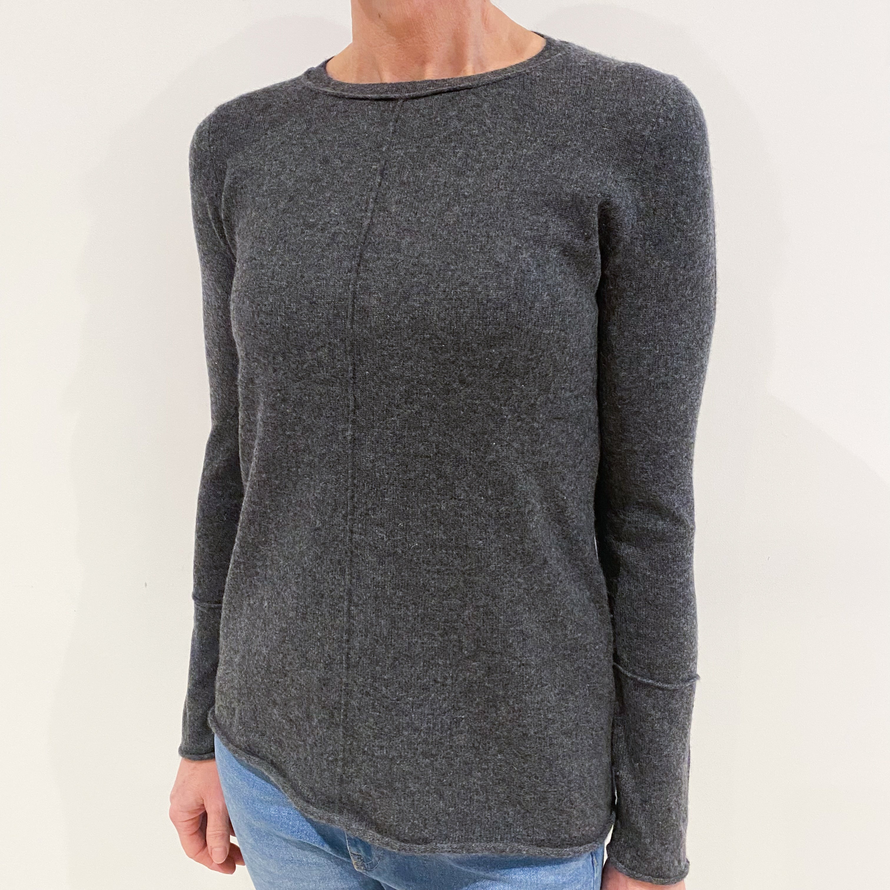 Slate Grey Cashmere Crew Neck Jumper Small