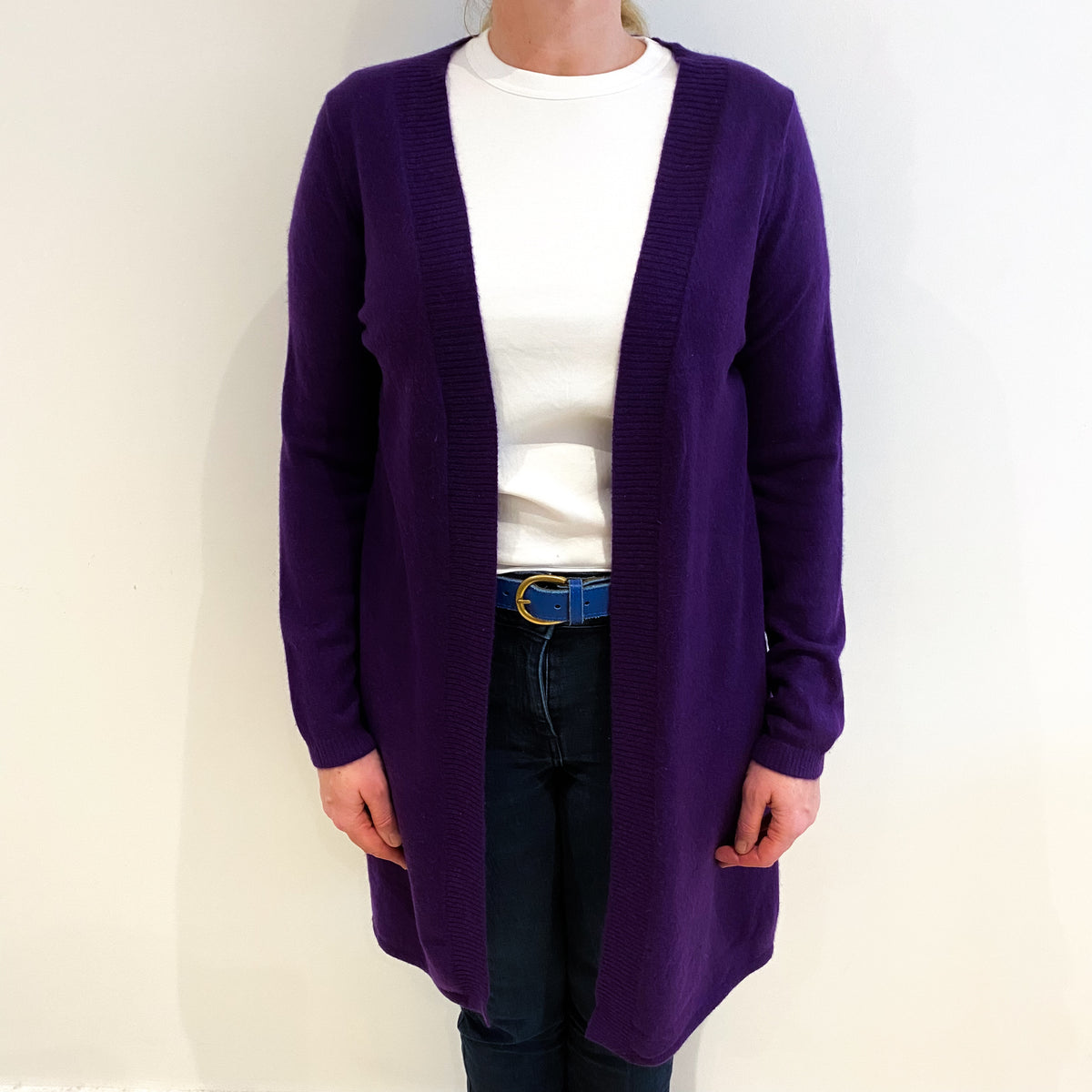 Pansy Purple Cashmere Edge To Edge Cardigan Large