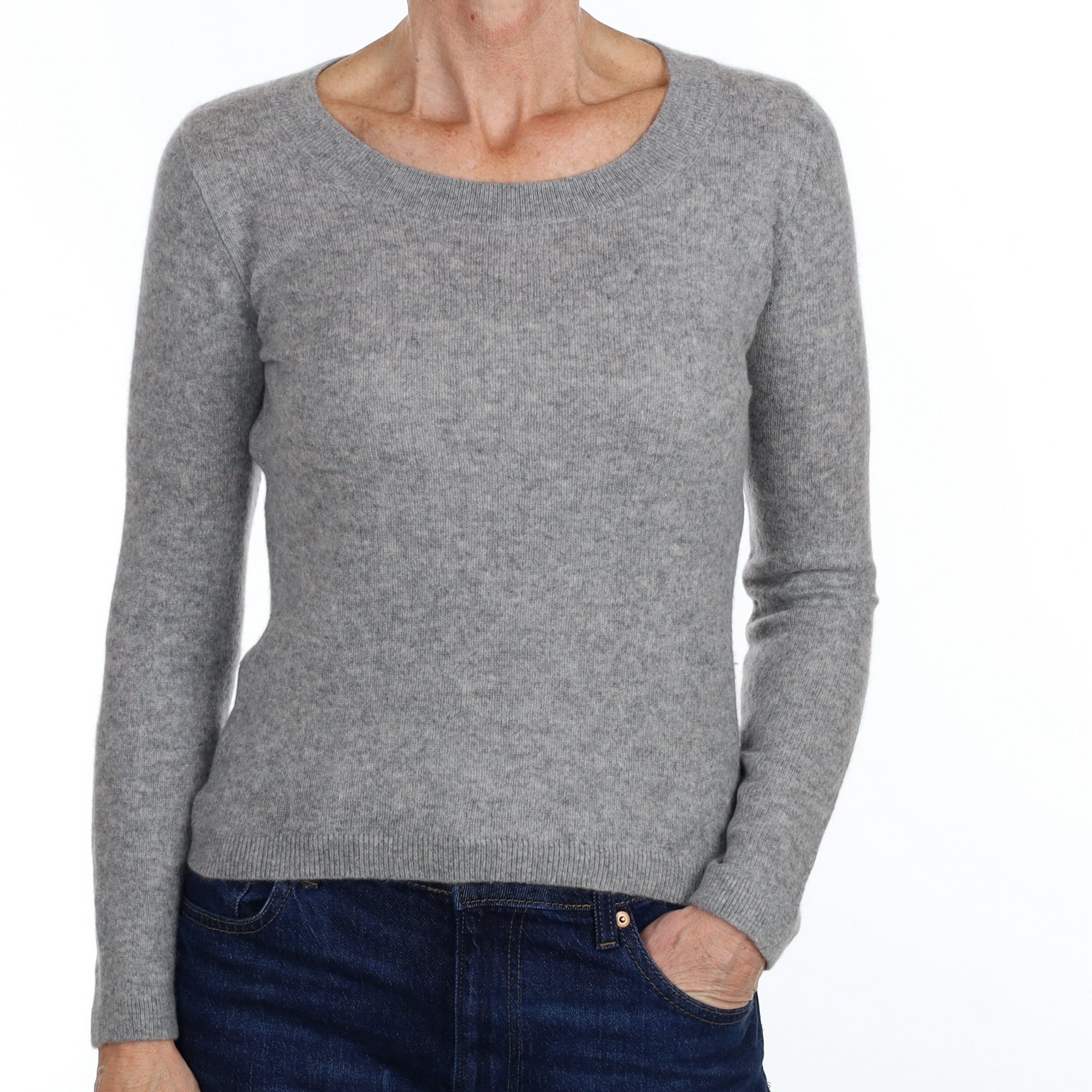 Smoke Grey Cashmere Crew Neck Jumper Small