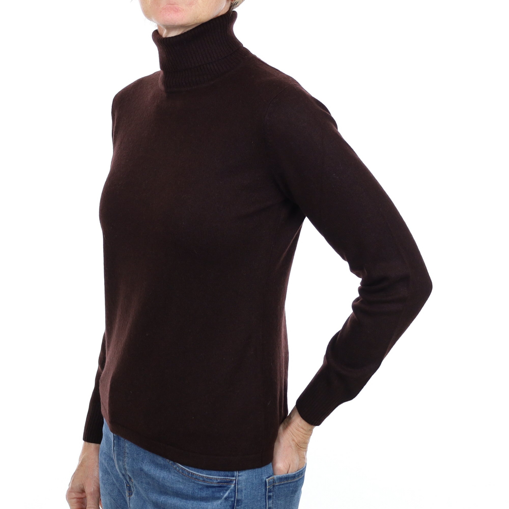 Peppercorn Brown Cashmere Polo Neck Jumper Small