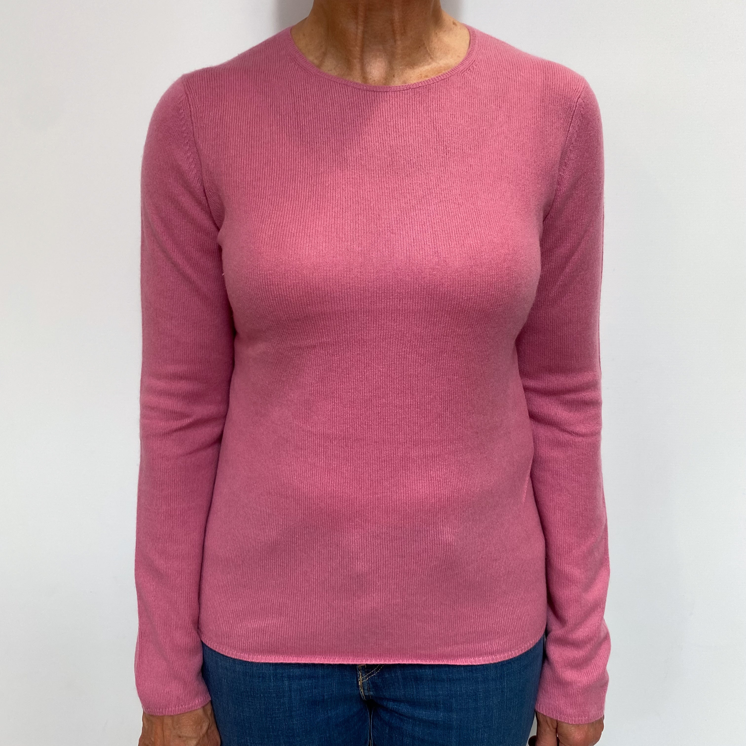 Loganberry Pink Cashmere Crew Neck Jumper Medium