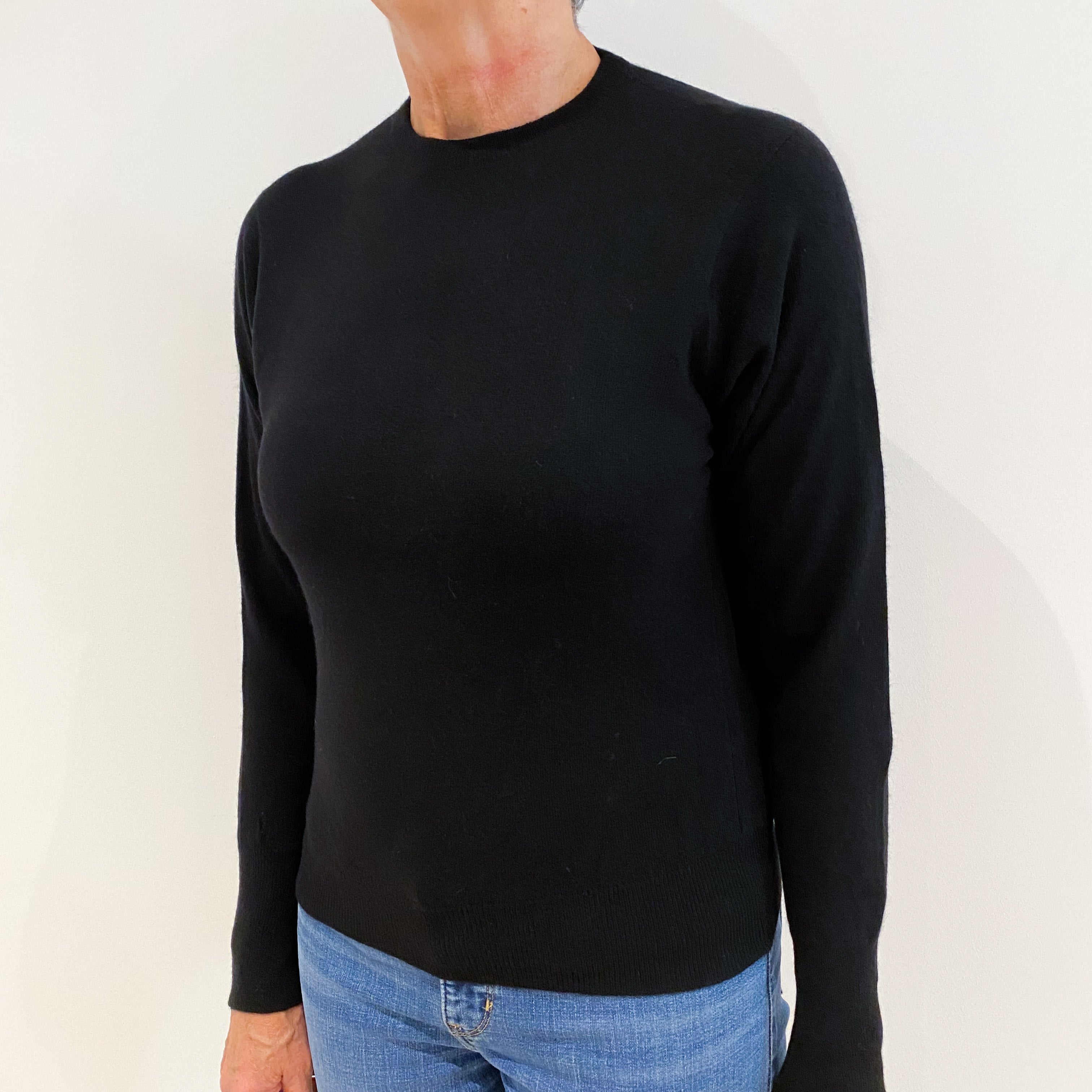 N.Peal Black Vintage Cashmere Crew Neck Jumper Medium