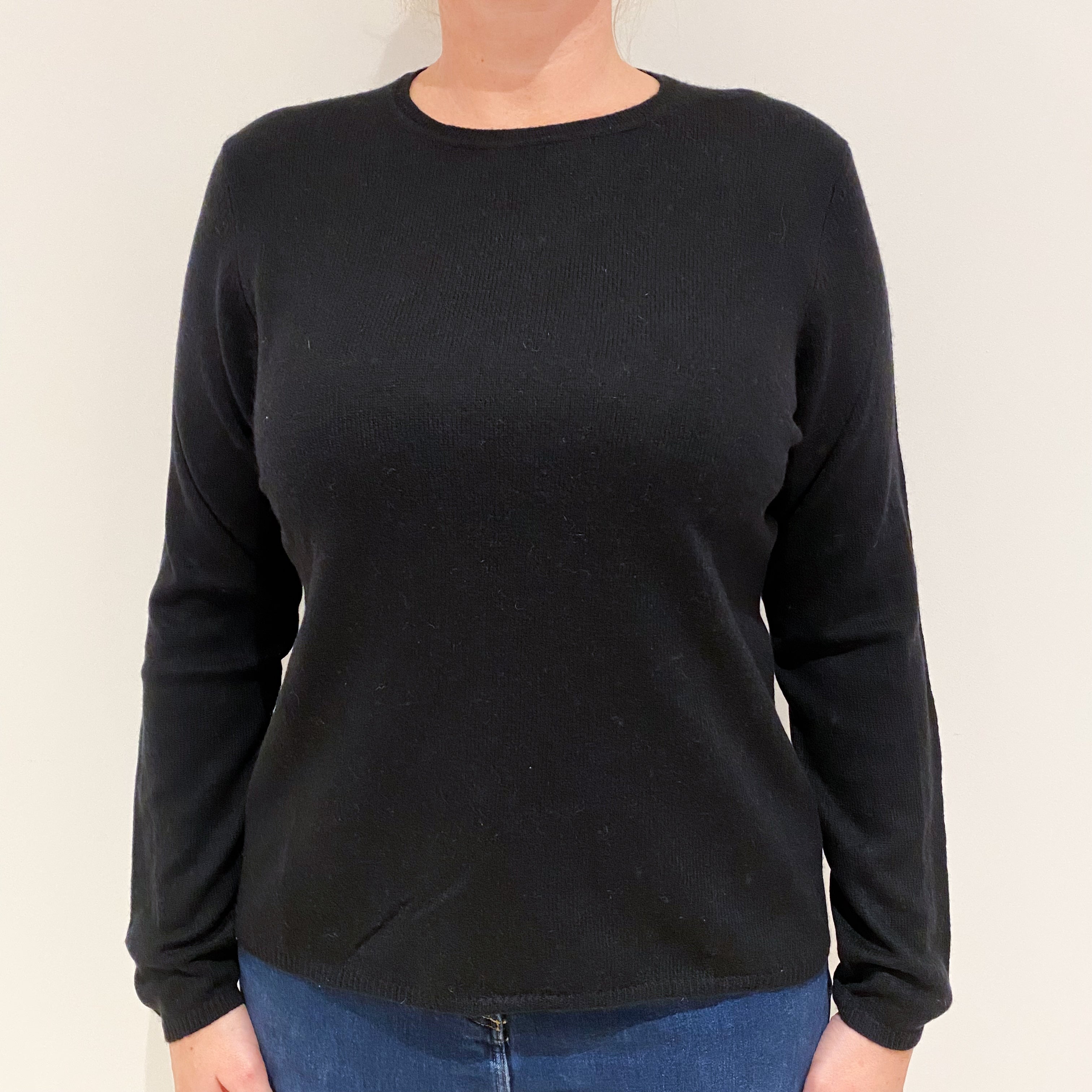 Black Cashmere Crew Neck Jumper Large