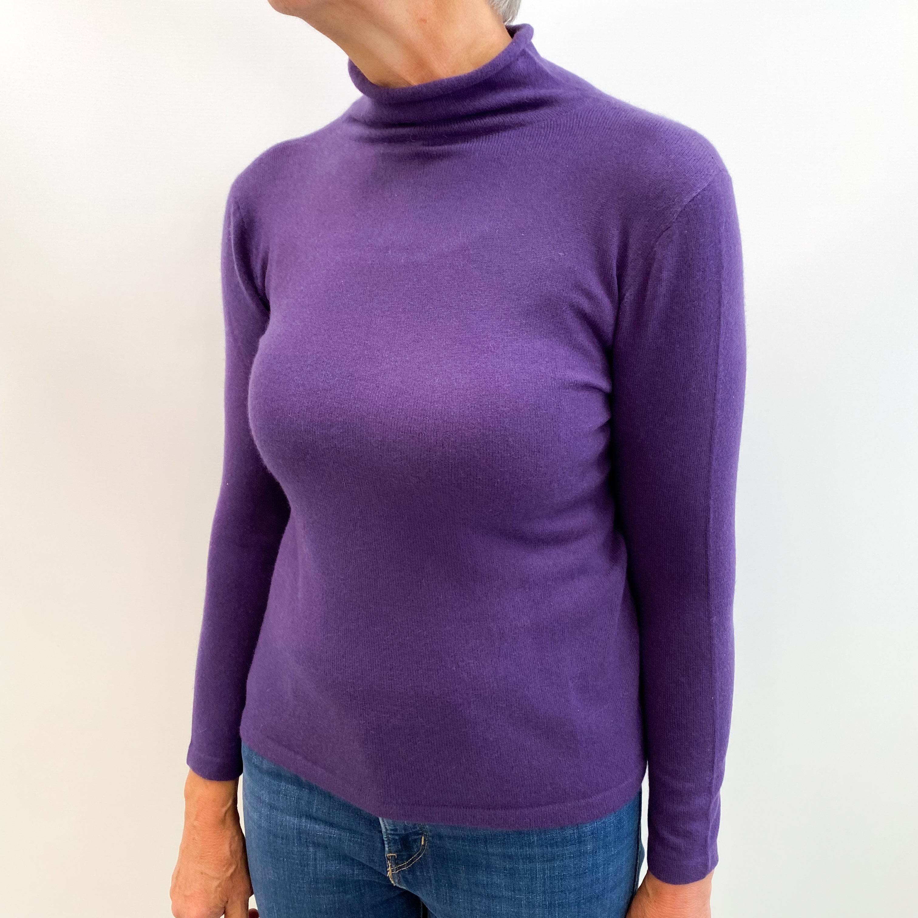 Iris Purple Cashmere Turtle Neck Jumper Medium