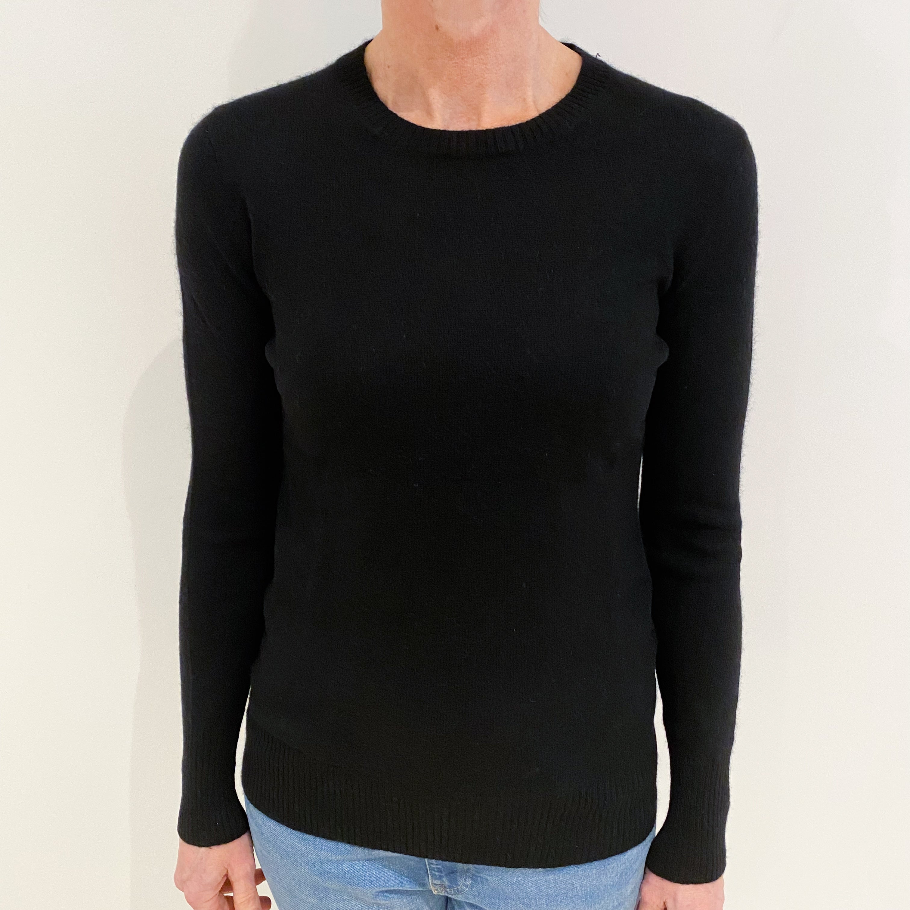 Black Cashmere Crew Neck Jumper Small