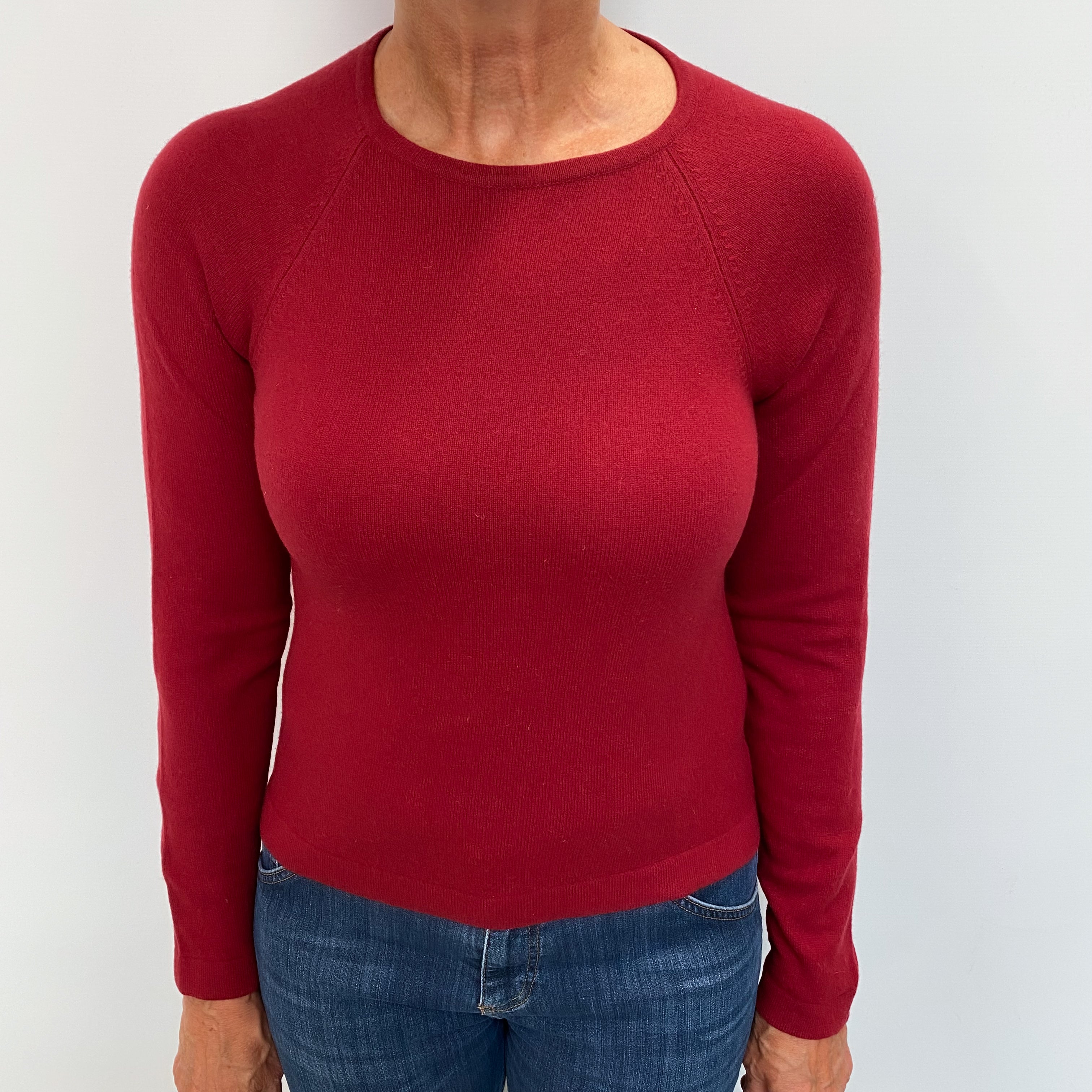 Burgundy Red Cashmere Crew Neck Jumper Medium
