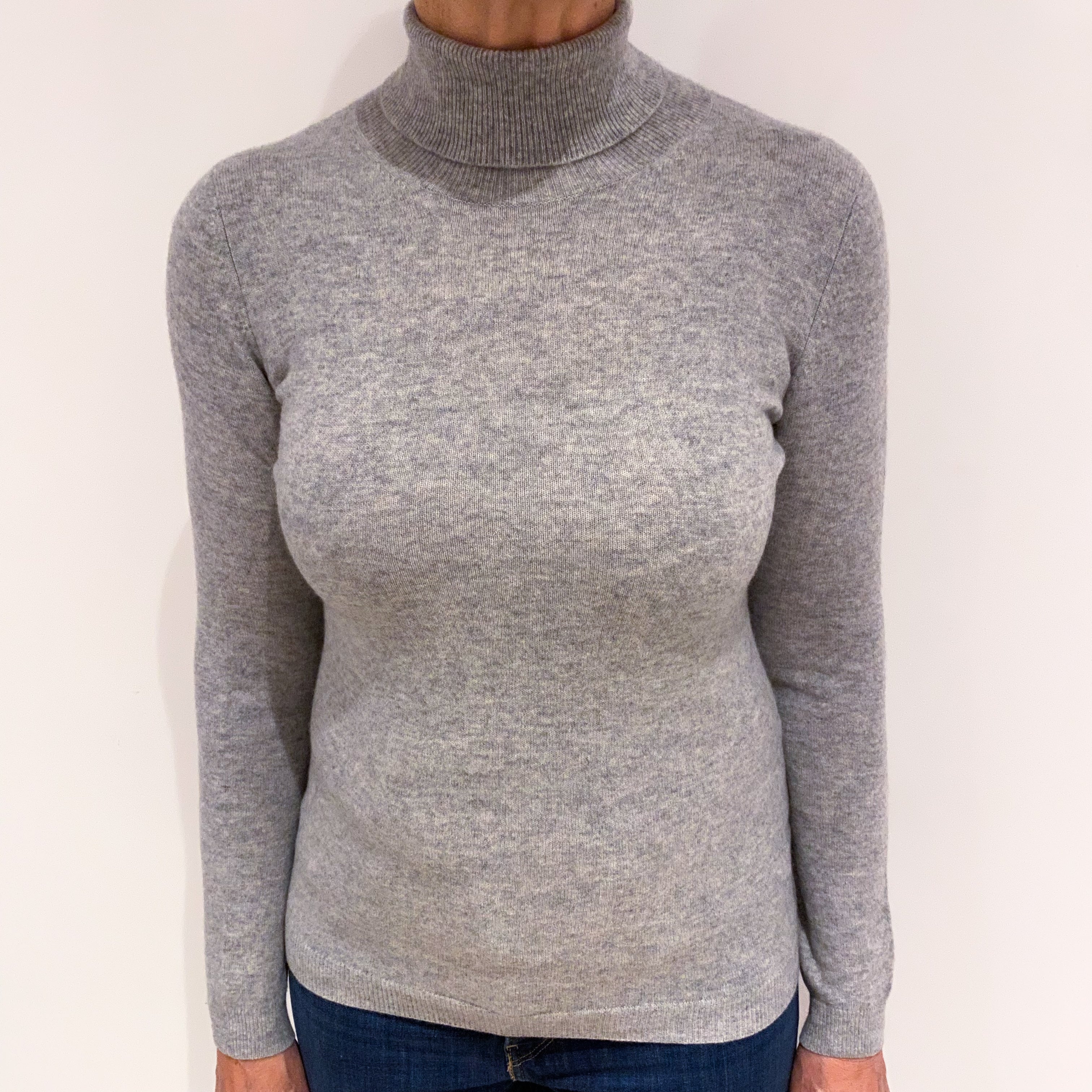 Smokes Grey Cashmere Polo Neck Jumper Medium