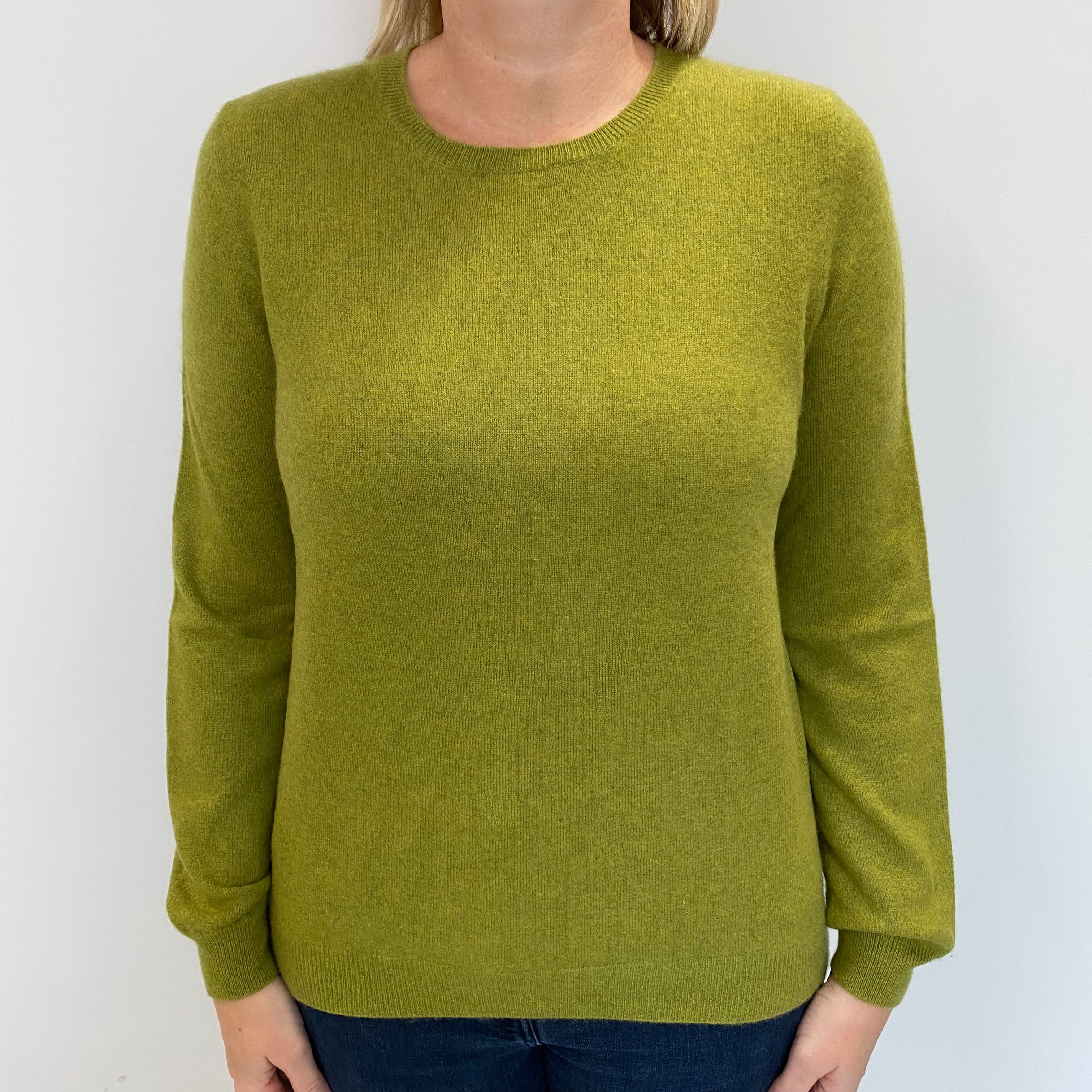 Moss Green Cashmere Crew Neck Jumper Large