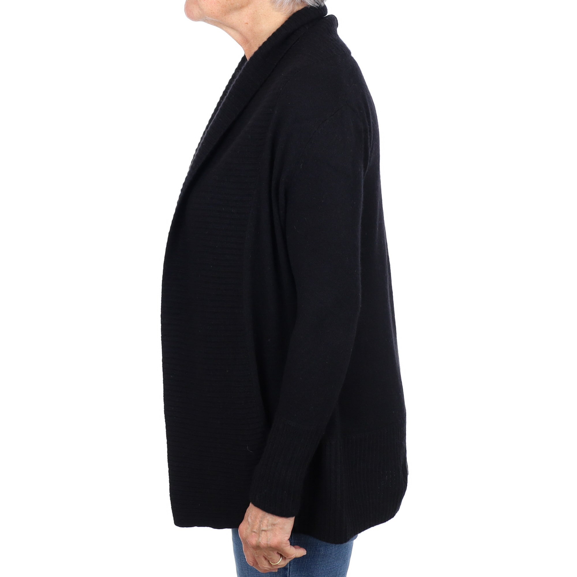 Black Cashmere Edge To Edge Cardigan Medium