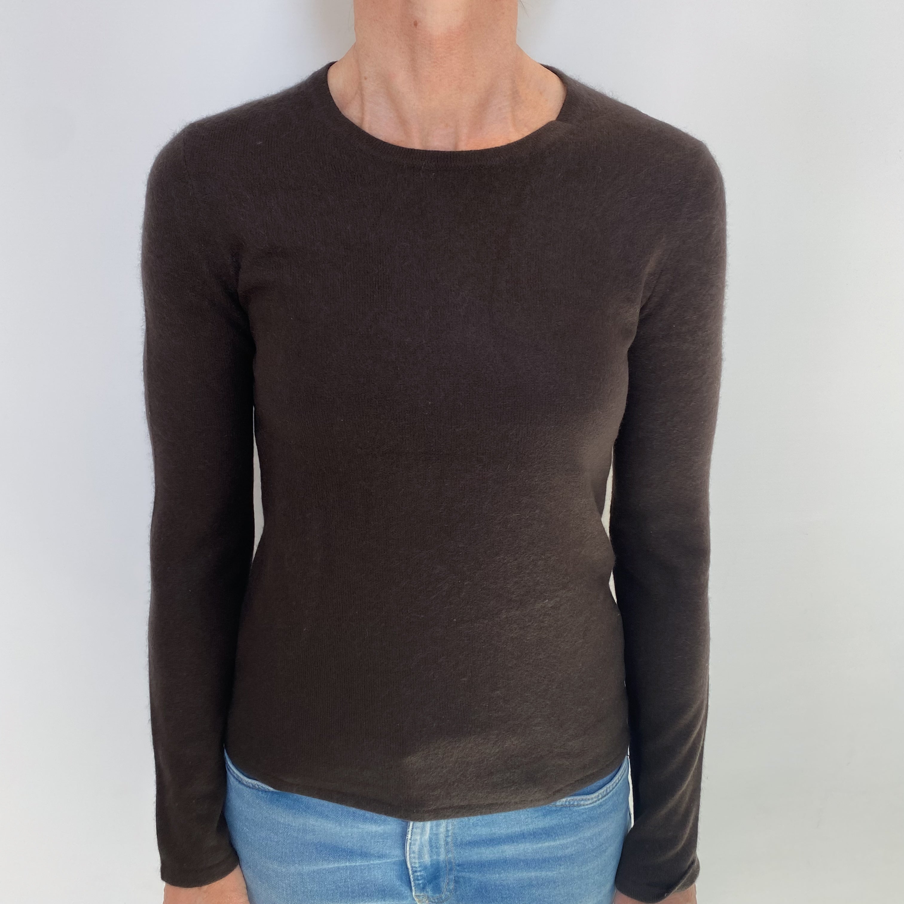 Peppercorn Brown Cashmere Crew Neck Jumper Small