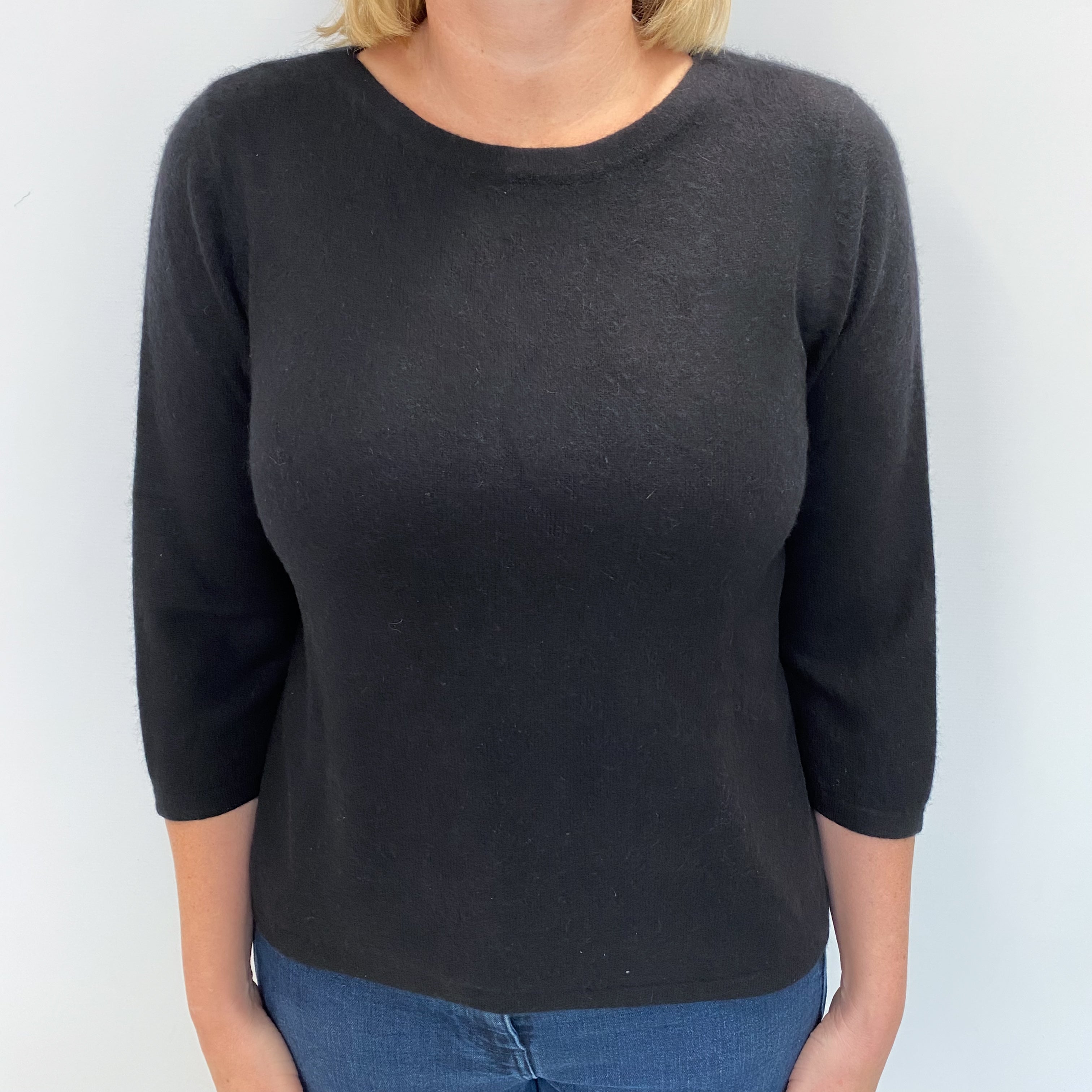 Black Cashmere Crew Neck Jumper Large