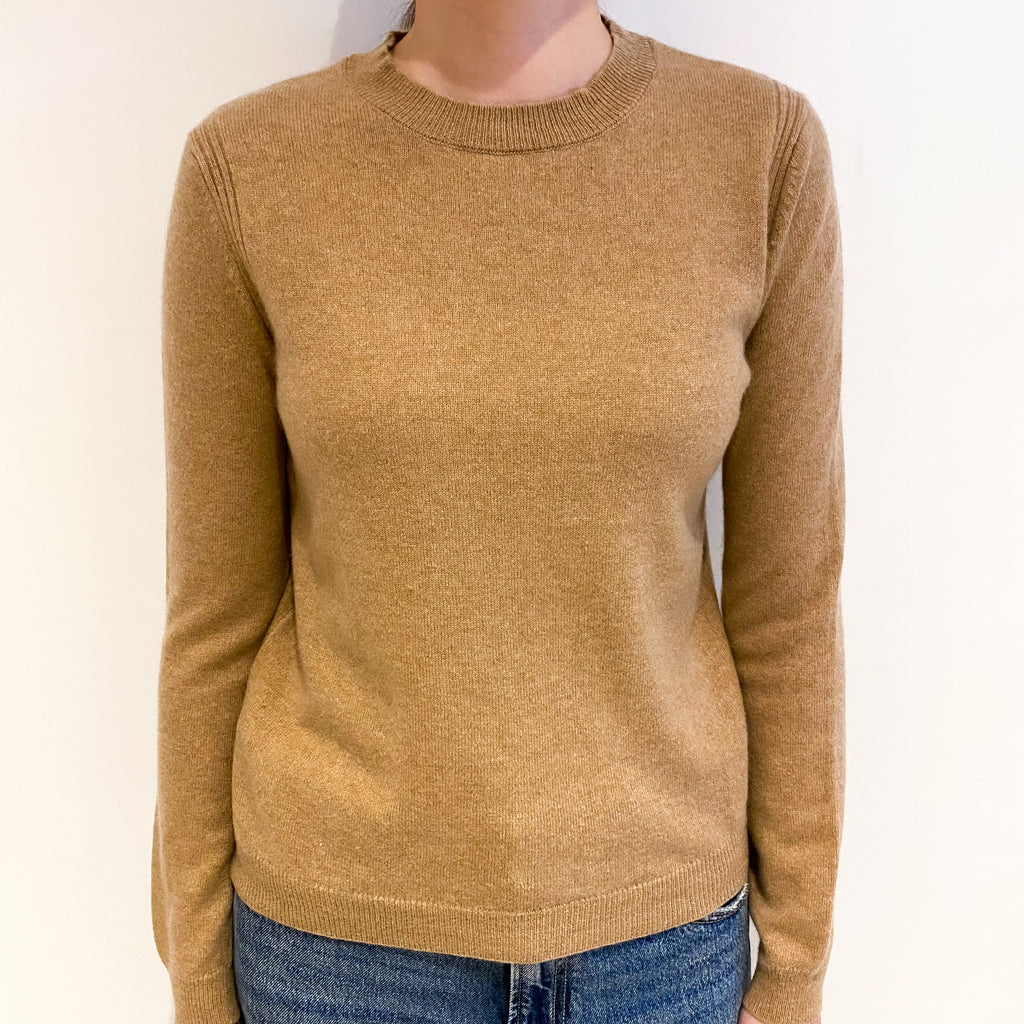 Caramel Brown Cashmere Crew Neck Jumper Extra Small