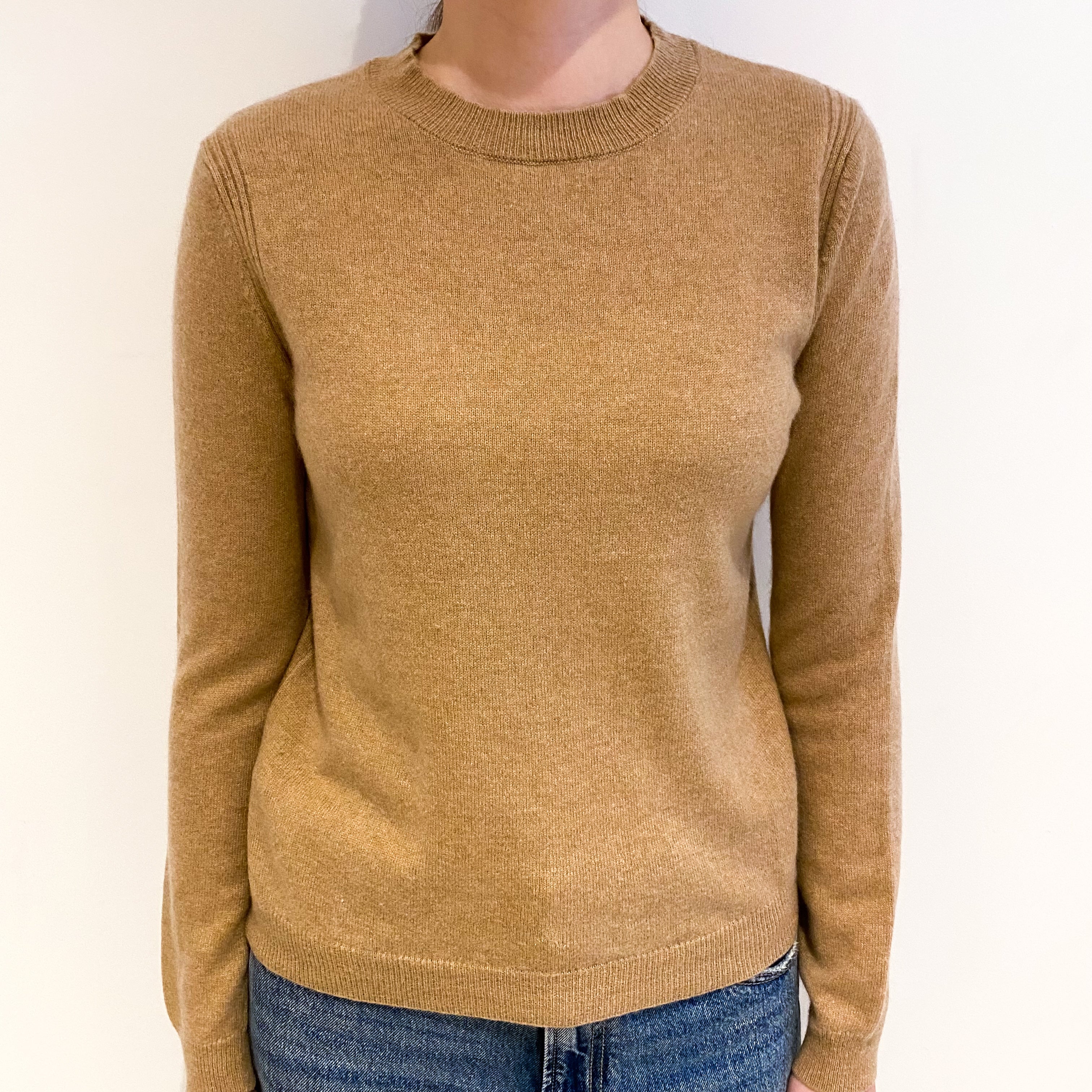 Caramel Brown Cashmere Crew Neck Jumper Extra Small