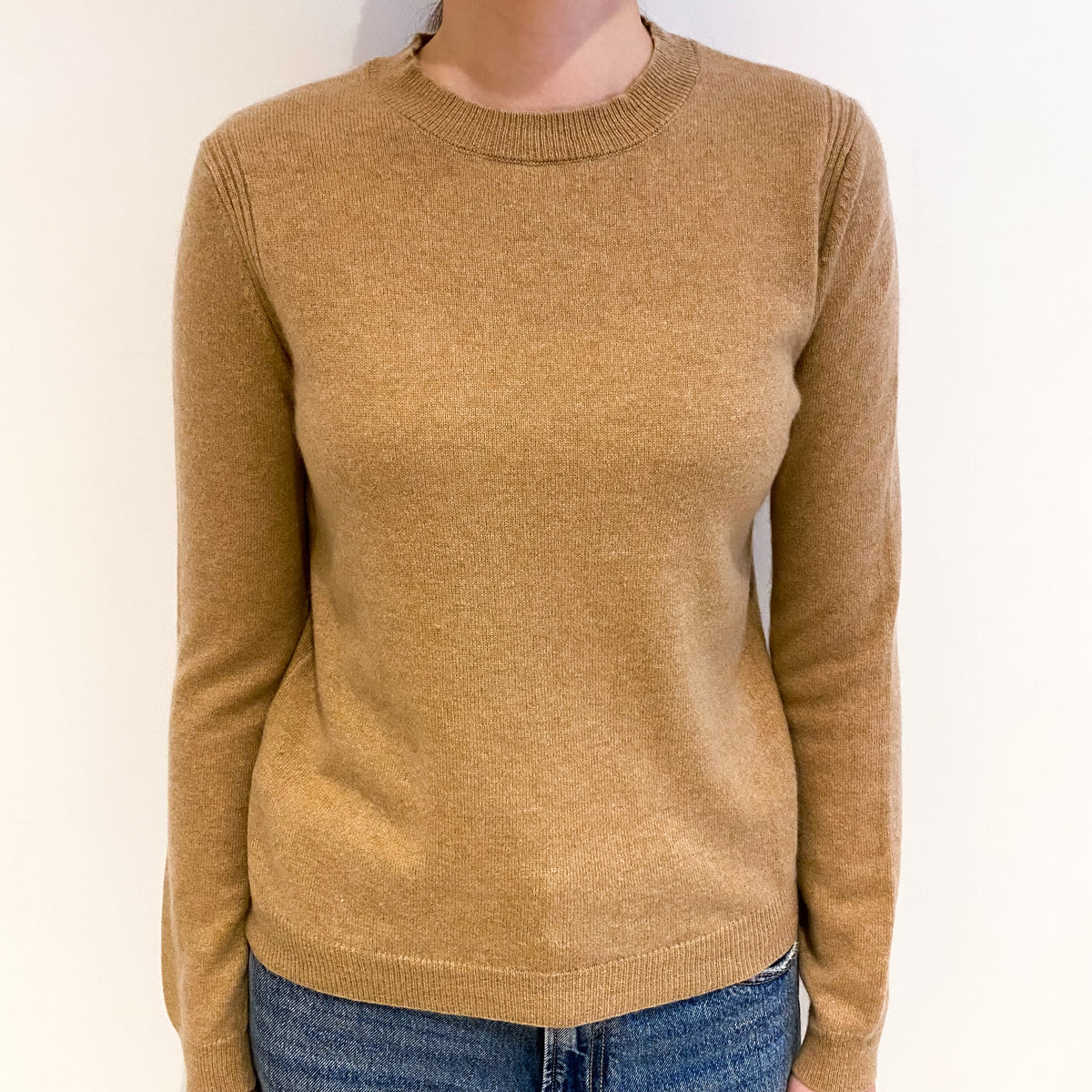 Caramel Brown Cashmere Crew Neck Jumper Extra Small