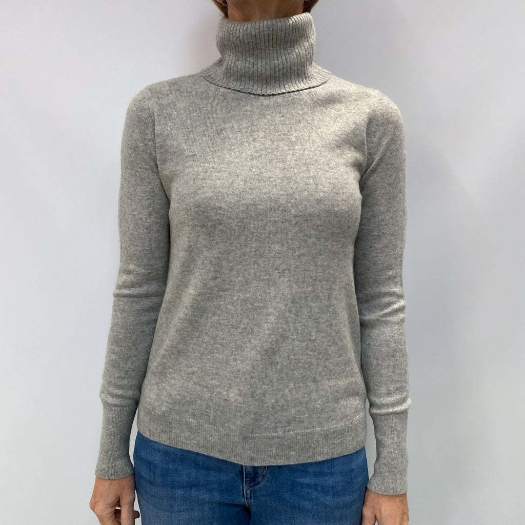 Smoke Grey Cashmere Polo Neck Jumper Small