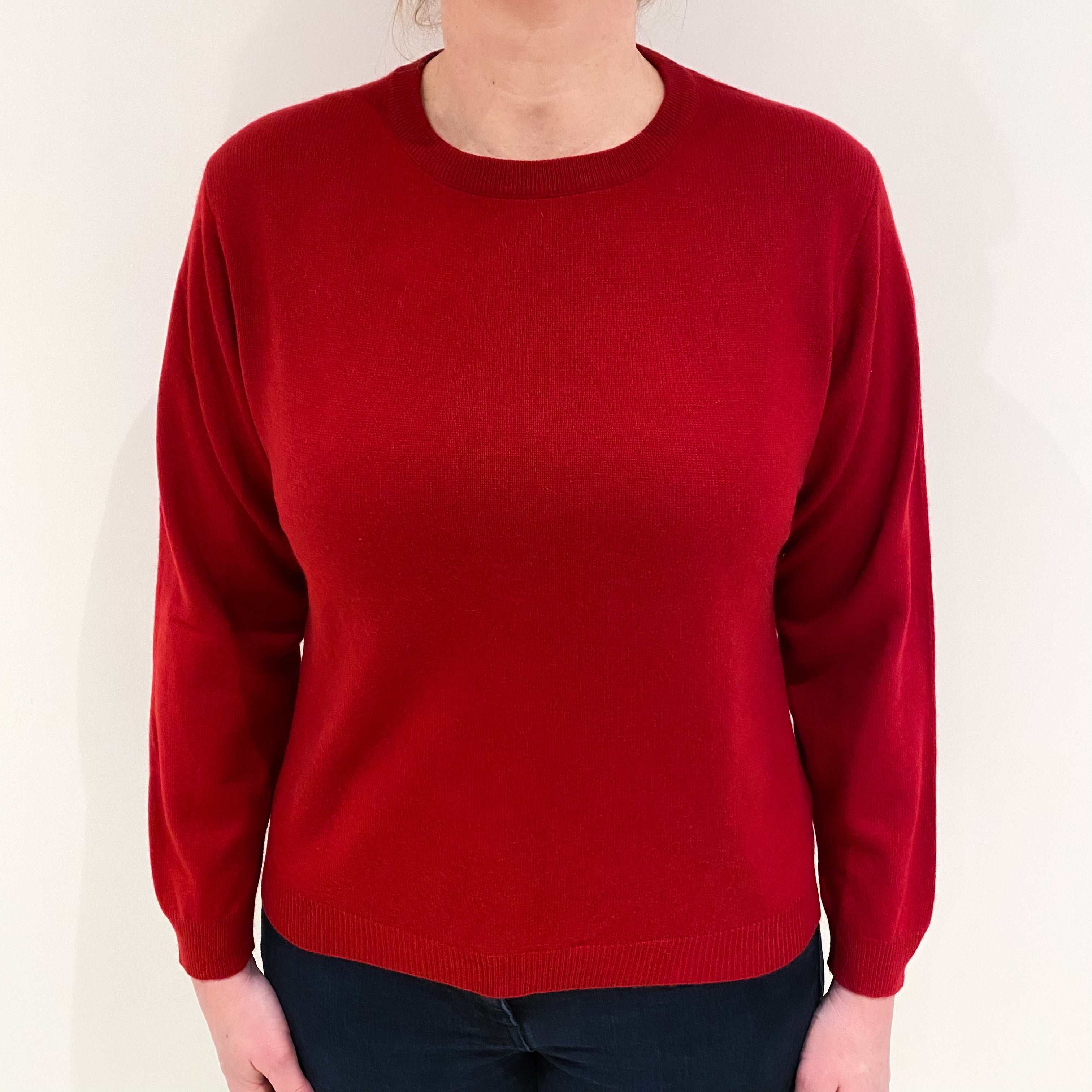 Red Cashmere Crew Neck Jumper Large