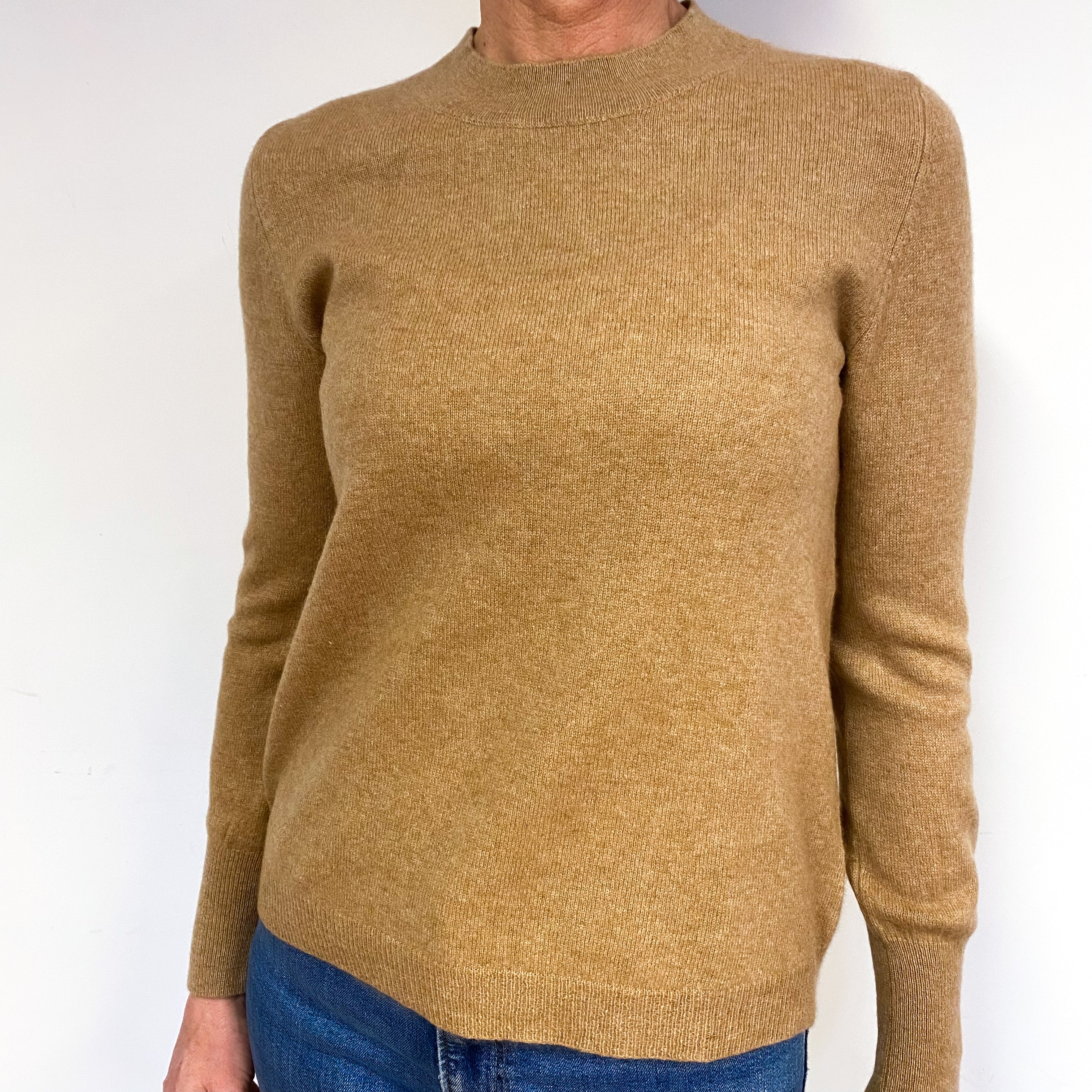Toffee Brown Cashmere Crew Neck Jumper Medium