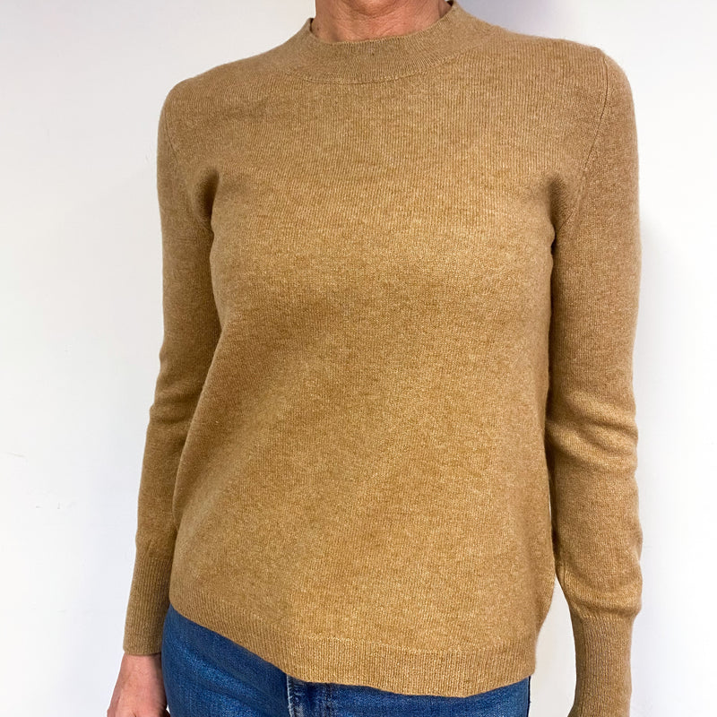 Toffee Brown Cashmere Crew Neck Jumper Medium
