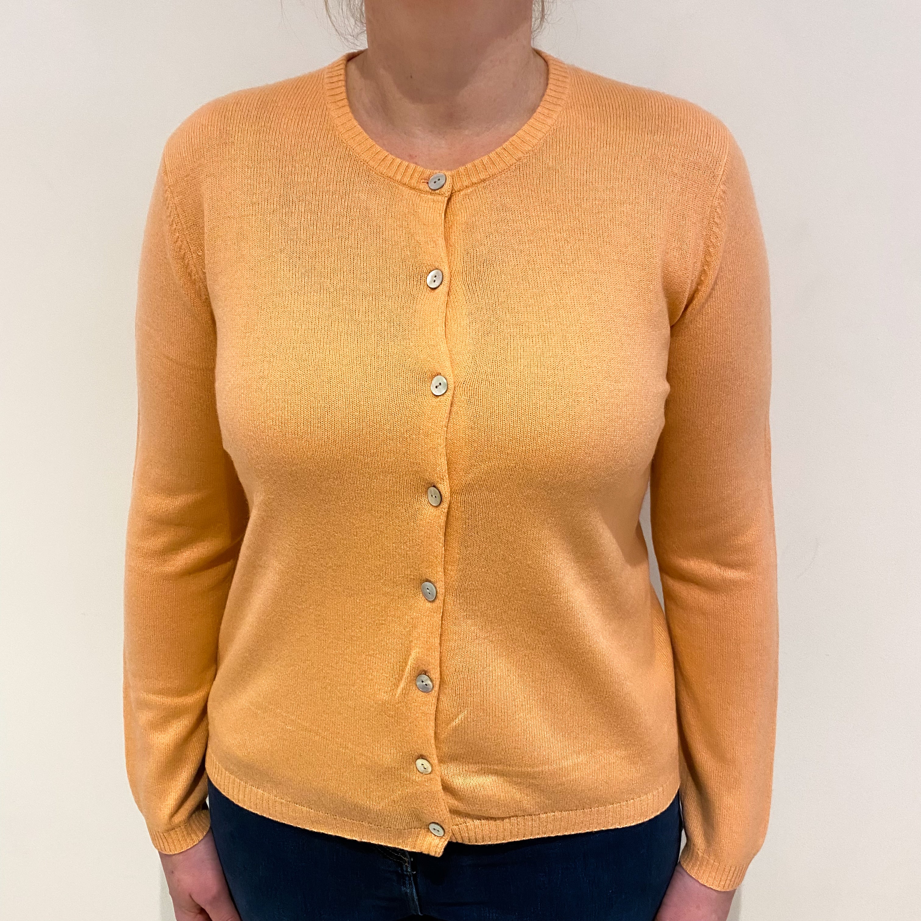 Peach Cashmere Crew Neck Cardigan Large