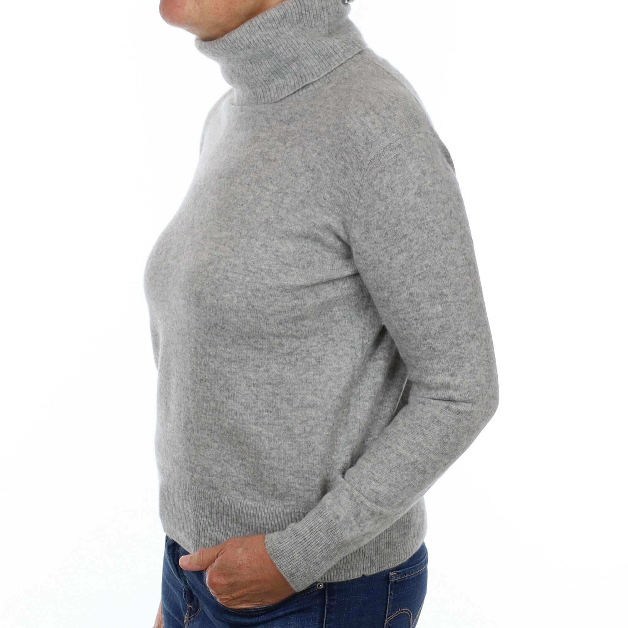 Smoke Grey Cashmere Cowl Neck Jumper Medium