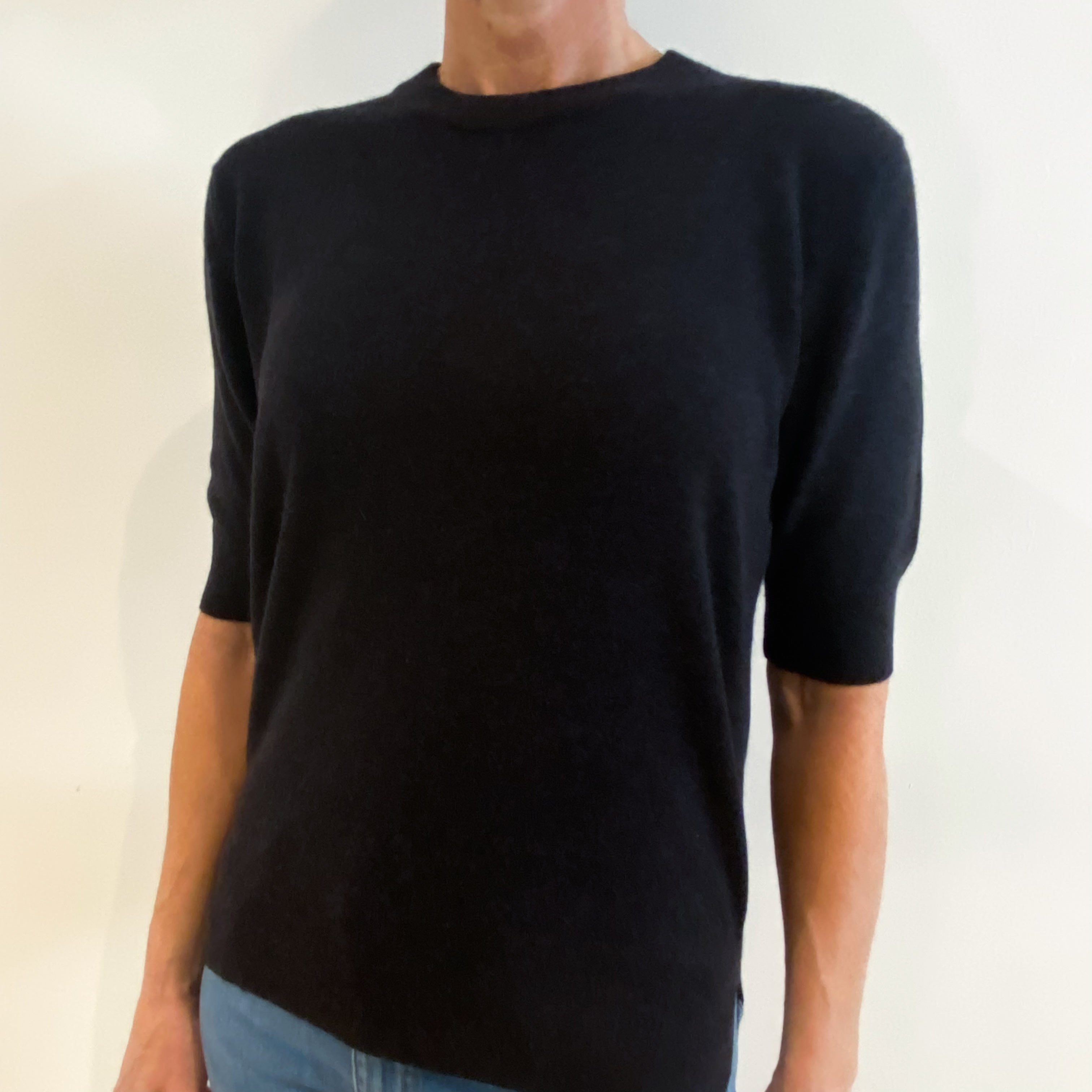 Hermés Margiela Midnight Blue Cashmere Short Sleeve Crew Neck Jumper Small