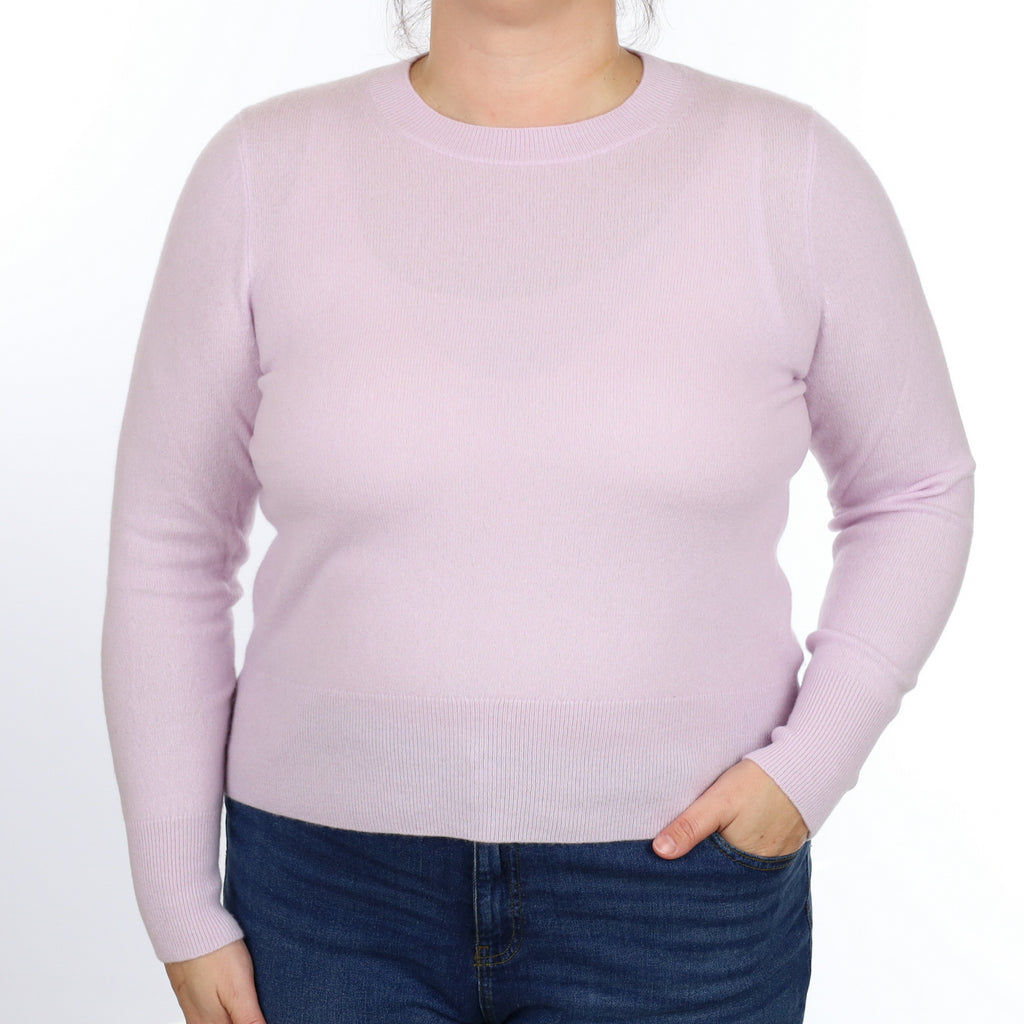 Pale Mauve Cashmere Crew Neck Jumper Large