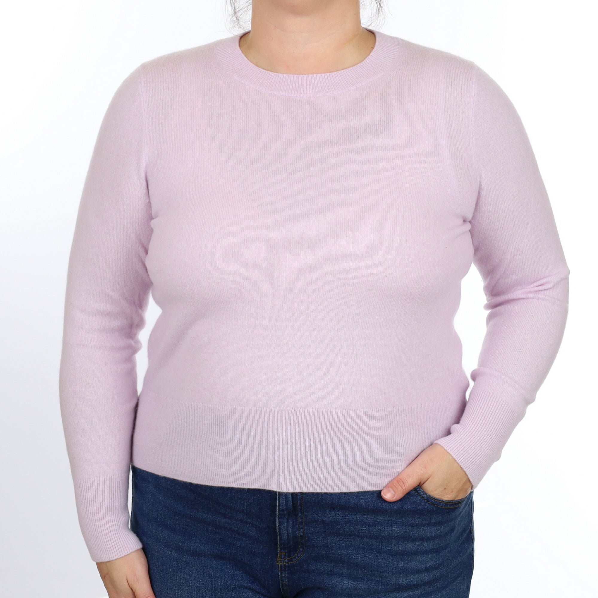 Pale Mauve Cashmere Crew Neck Jumper Large